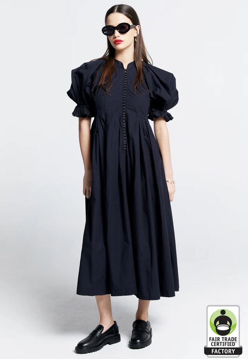 Organic Cotton Melody Dress - Black Shirting