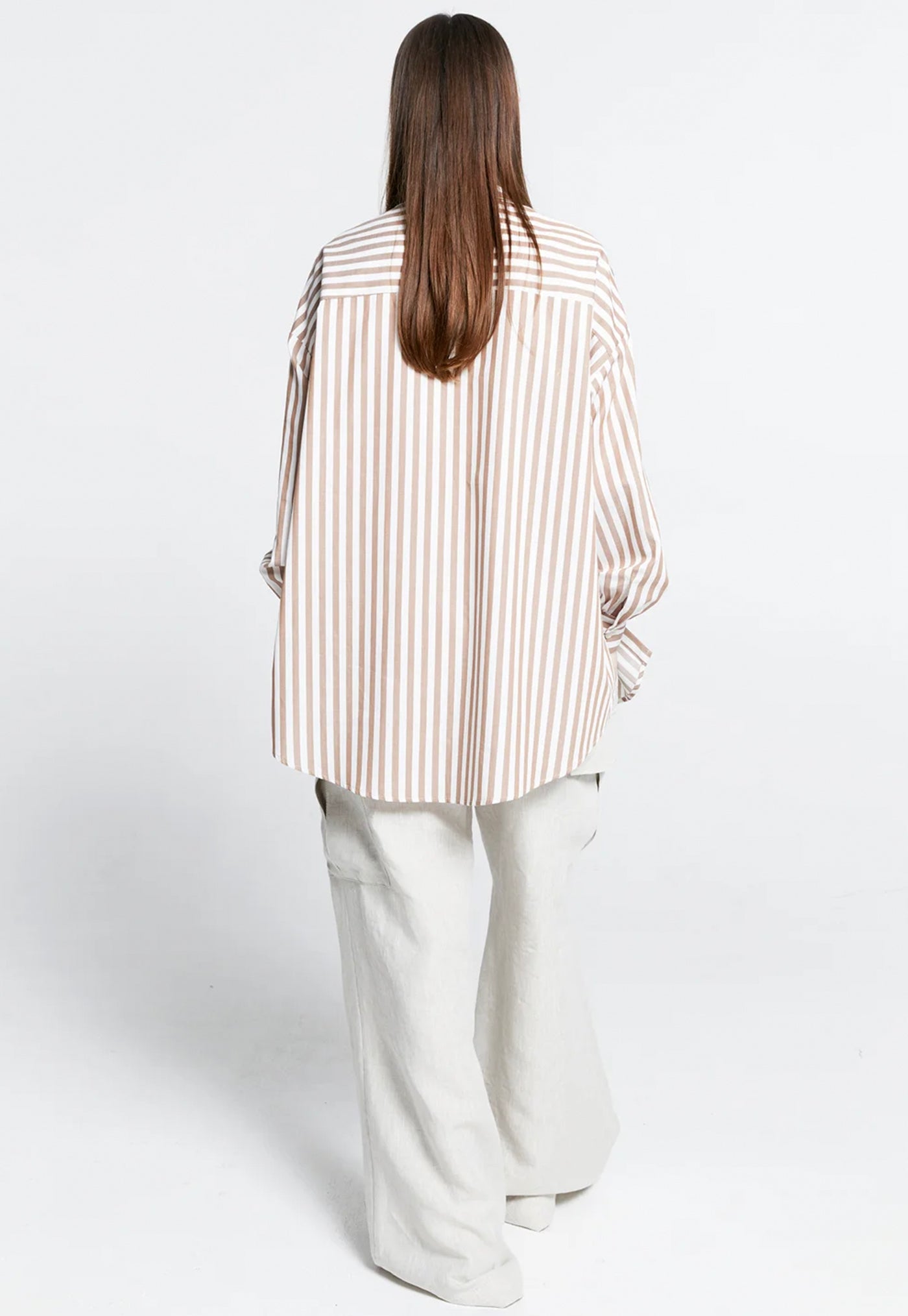 Oversized Walker Shirt - Rose/Coffee Stripe sold by Angel Divine