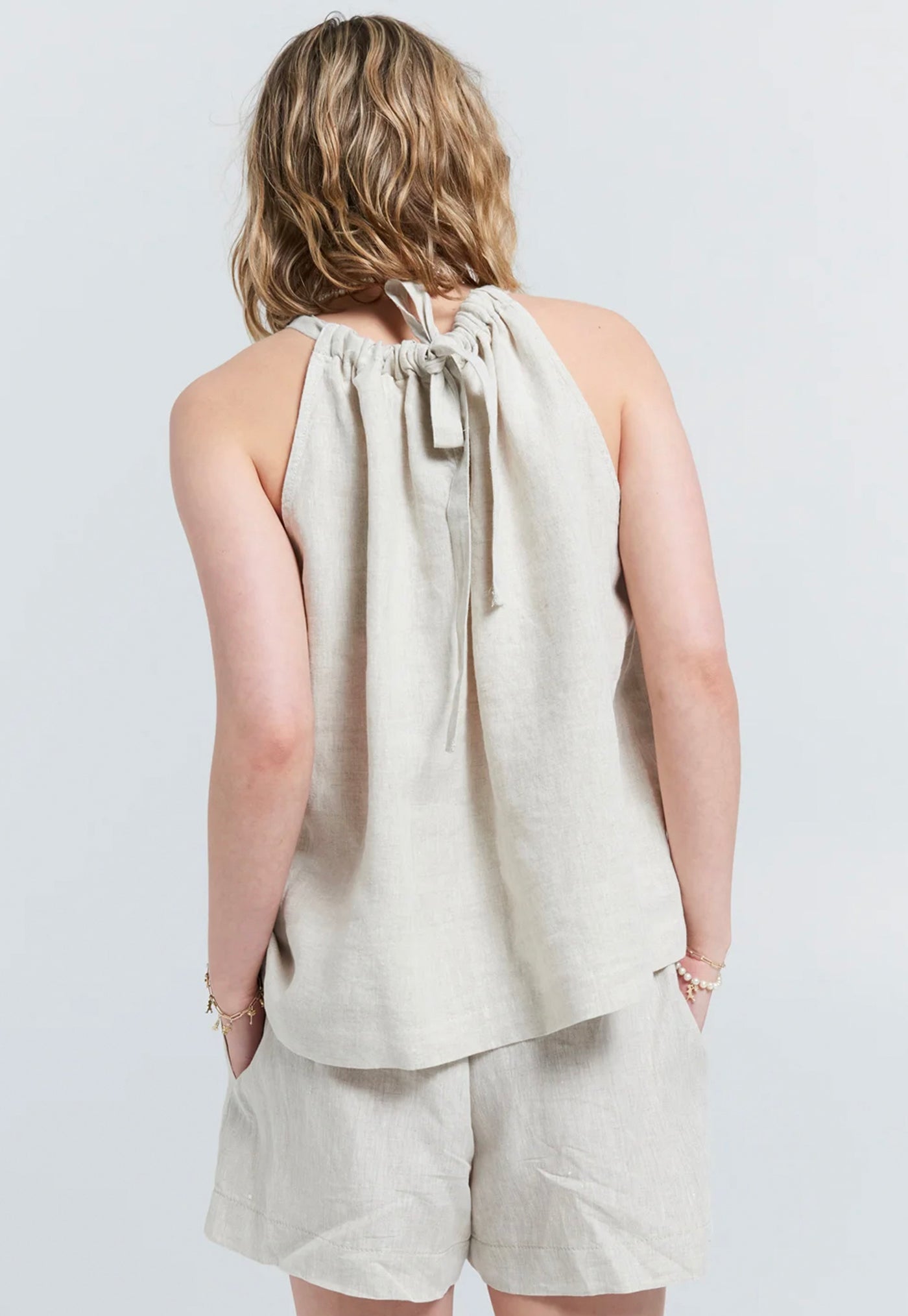 Wardian Bow Back Top - Linen Natural sold by Angel Divine