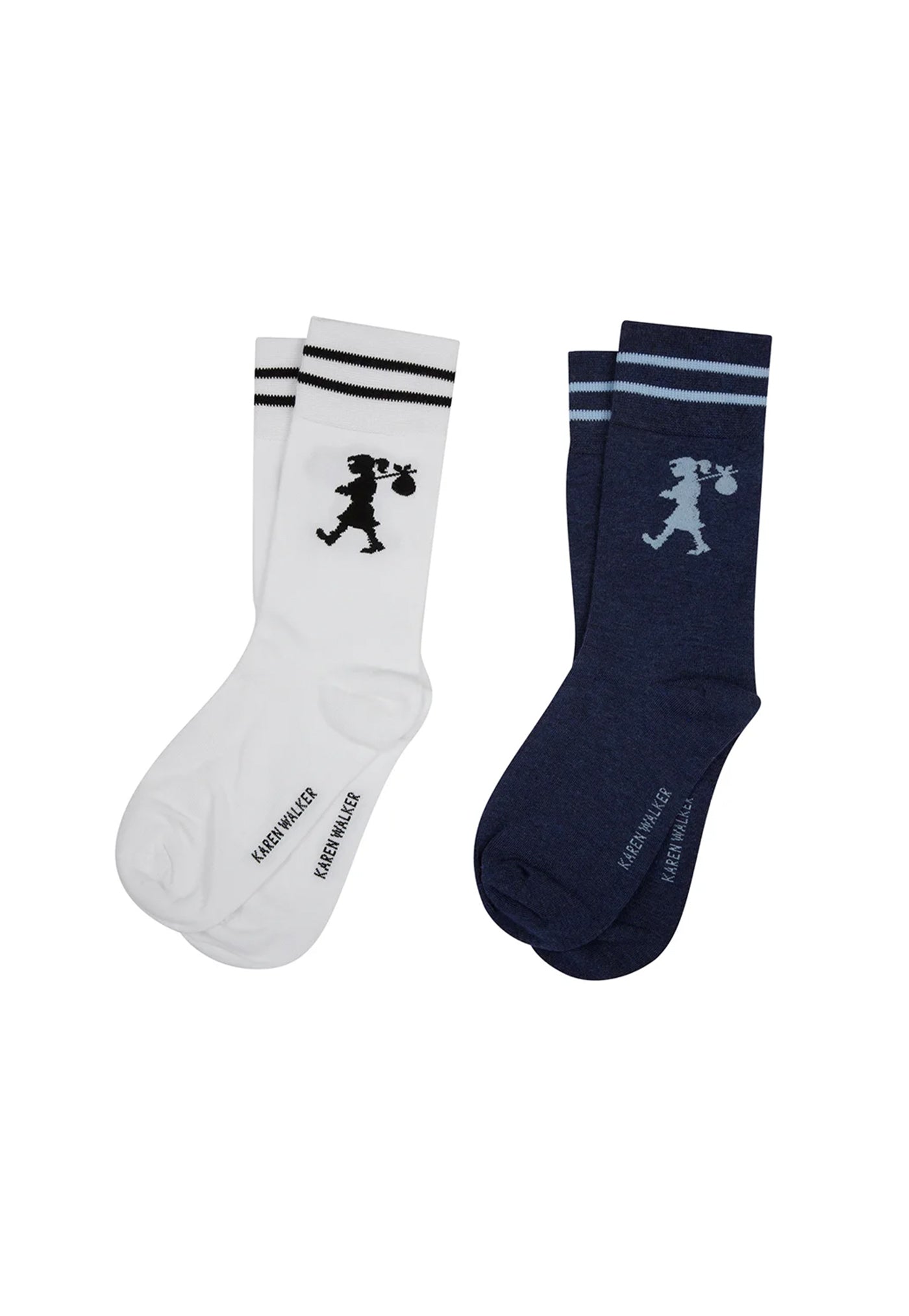 Runaway Girl Socks 2 Pack - White/Denim Blue sold by Angel Divine