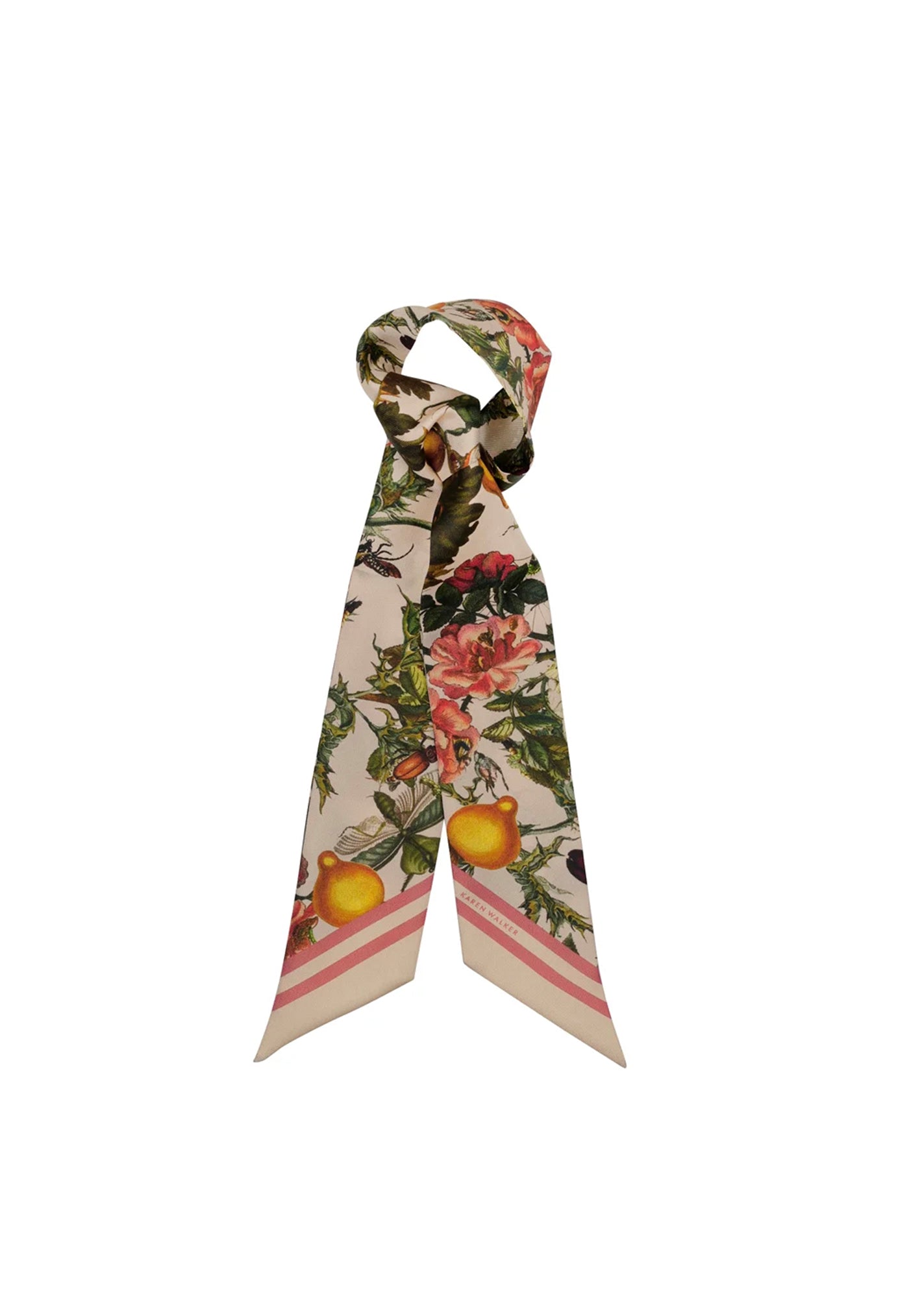 Insects & Fruit Twilly Scarf - Silk Macadamia Multi sold by Angel Divine