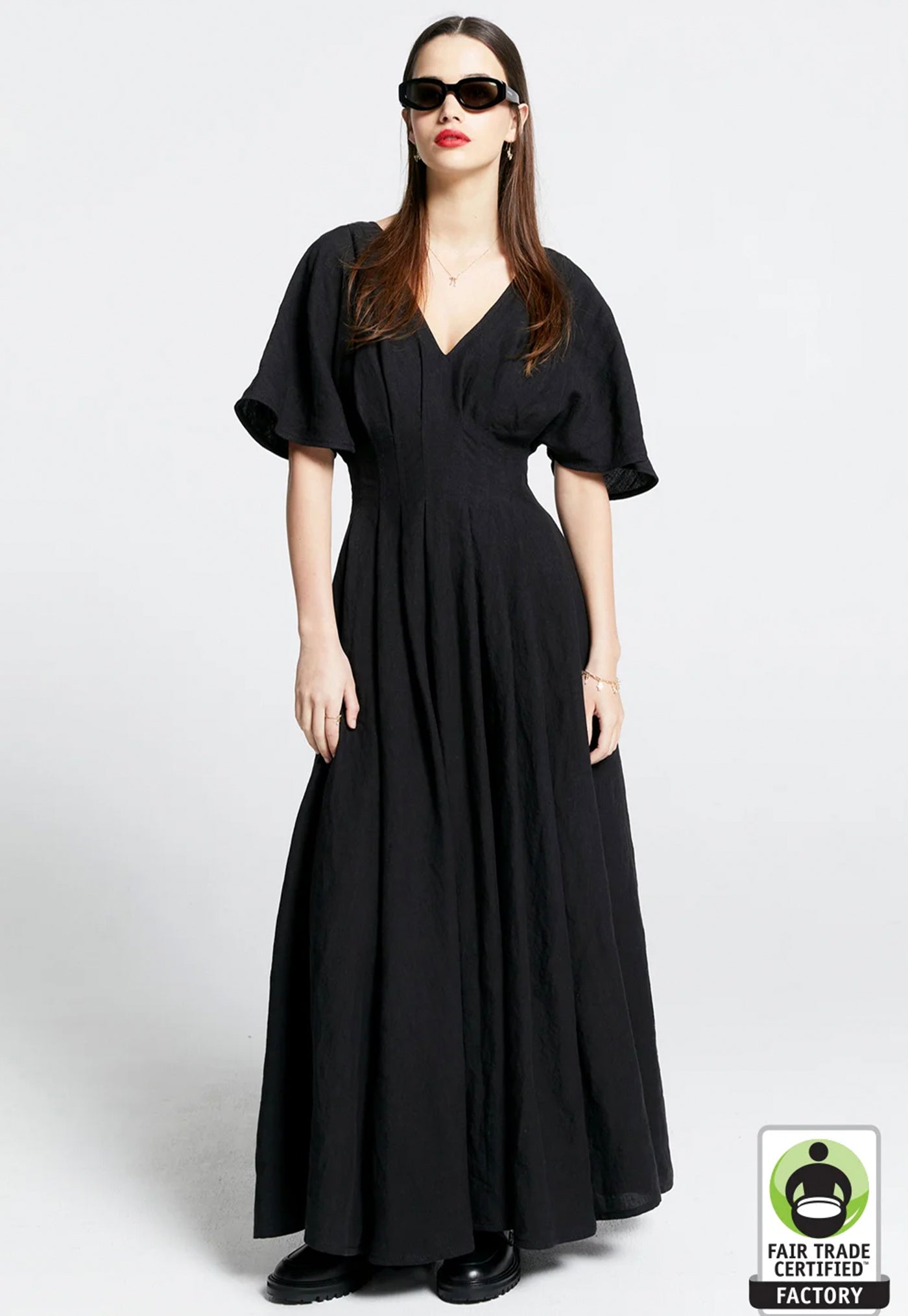 Florence Dress - Black Linen sold by Angel Divine