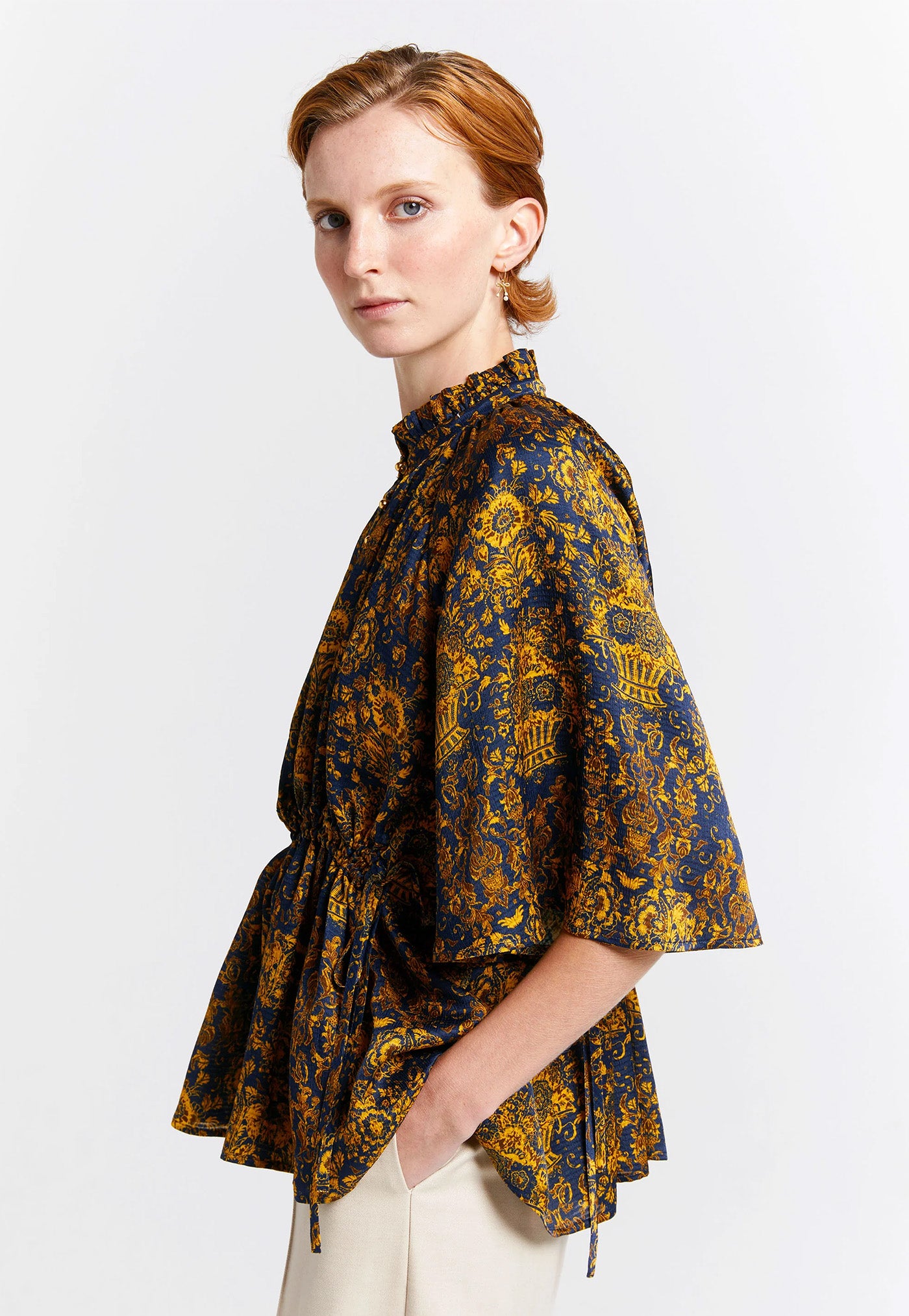 Trinket Top - Navy/Antique Gold