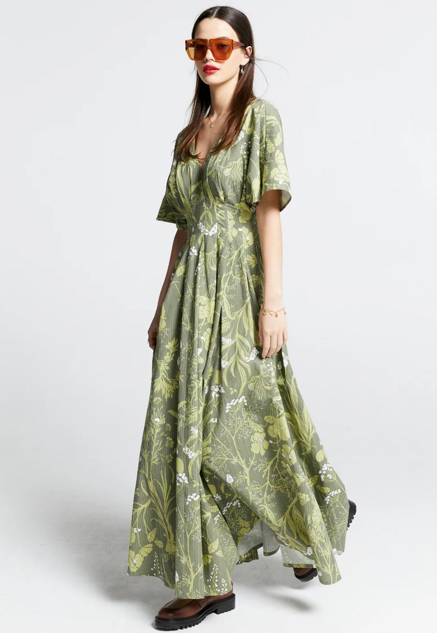 Florence Dress - Seersucker Green