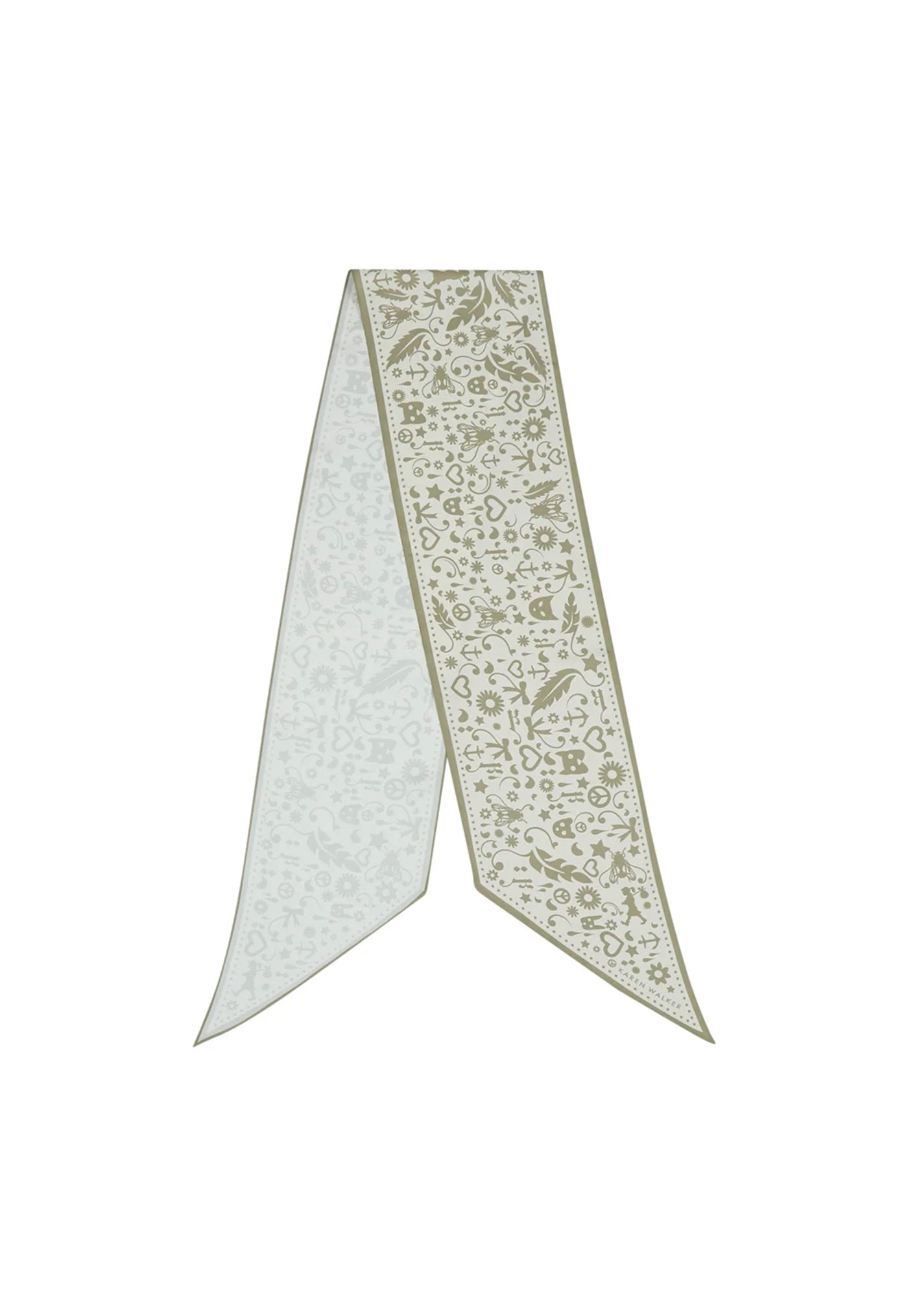 Filigree Sash Scarf - Cream/Olive