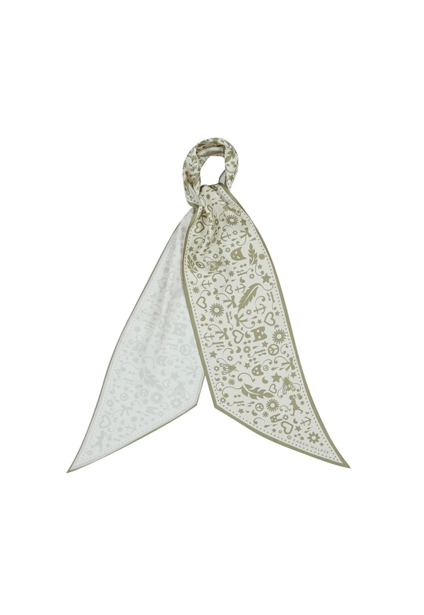 Filigree Sash Scarf - Cream/Olive