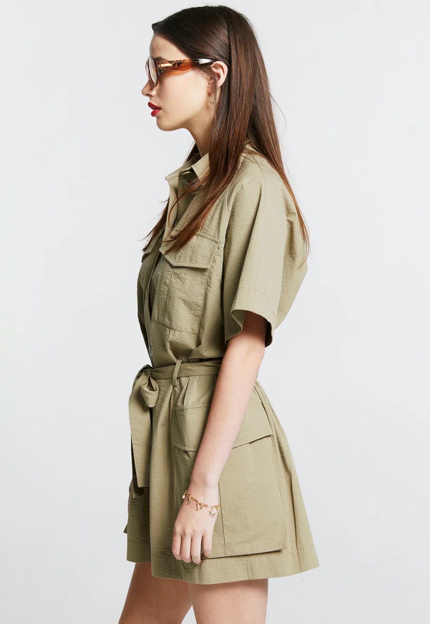 Parkside Jumpsuit - Seersucker Herb Green