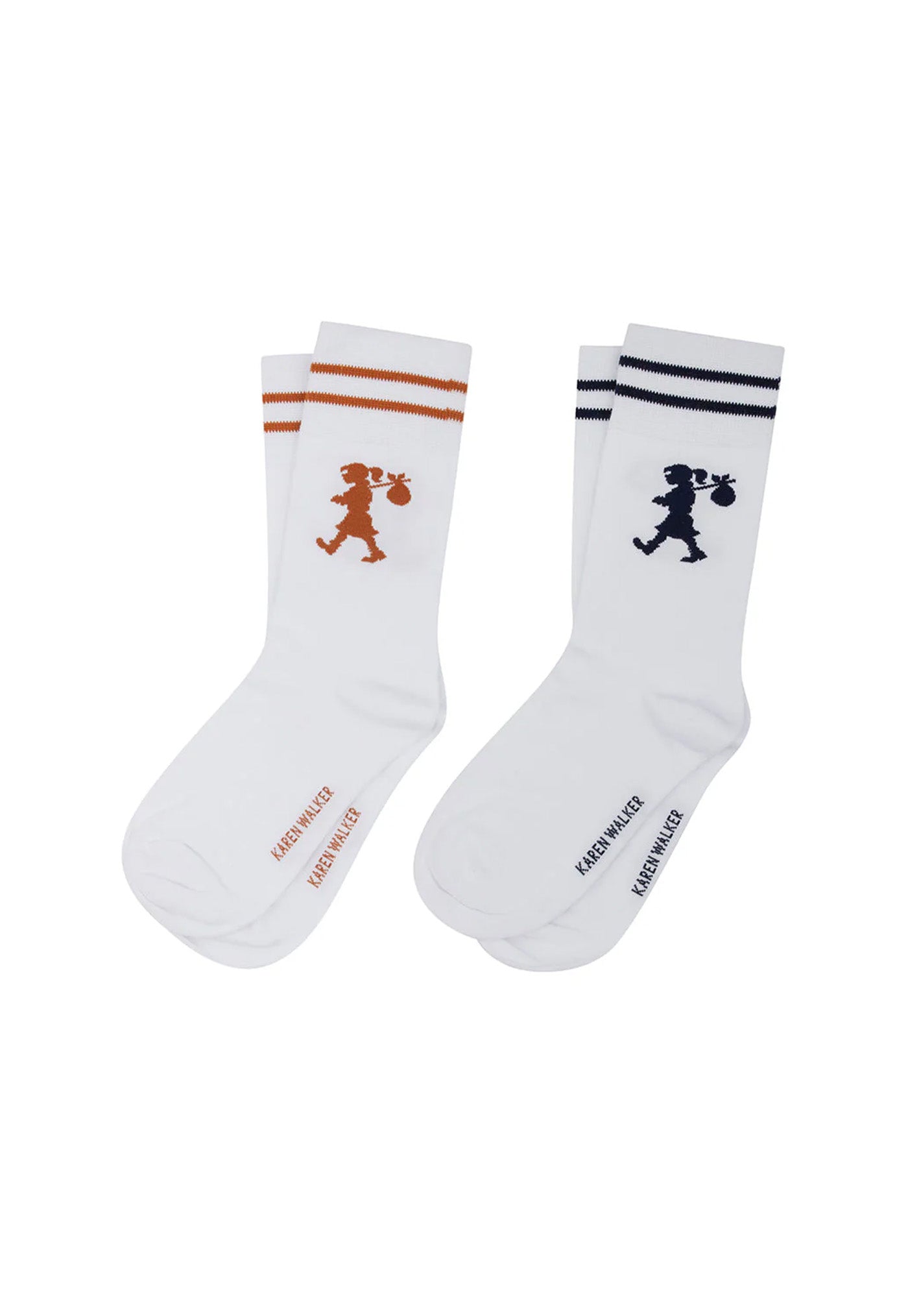 Runaway Girl Socks 2 Pack - White/Chestnut Navy