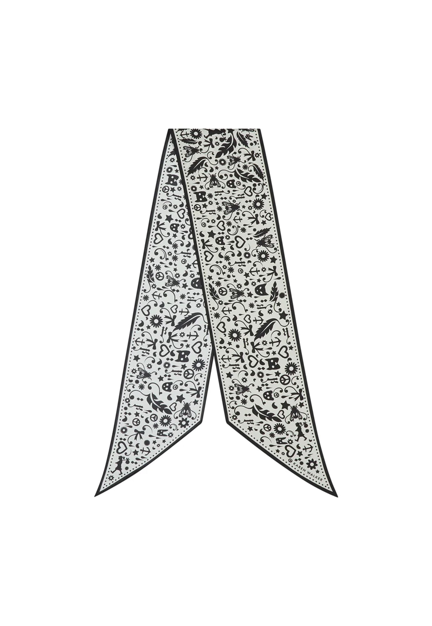 Filigree Sash Scarf - Cream/Black