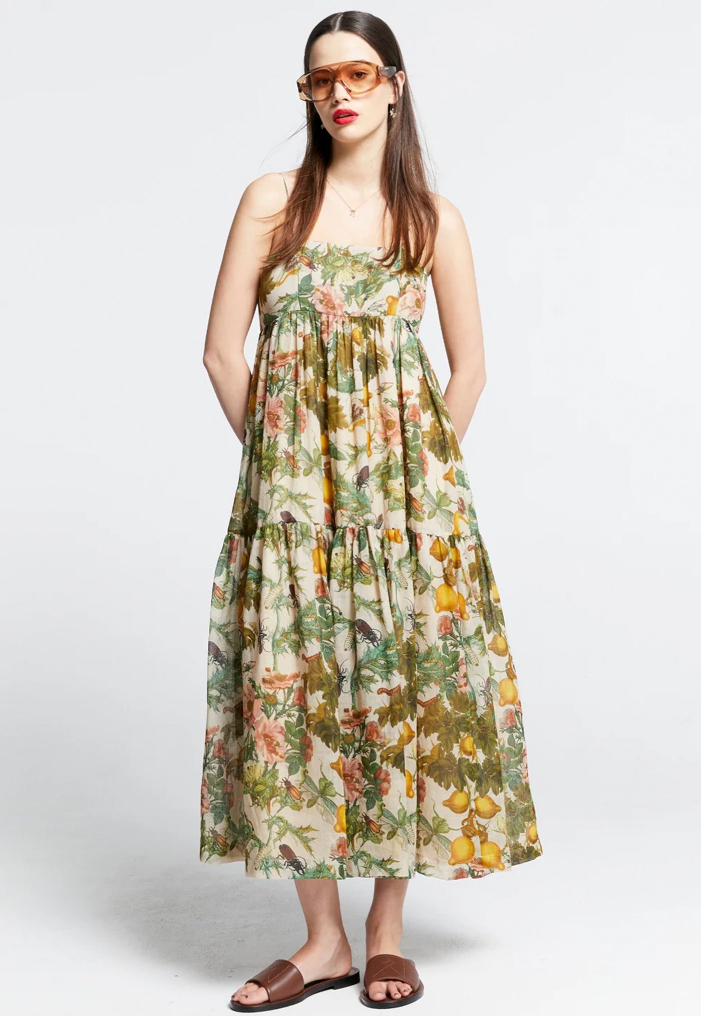 Zestful Dress - Insects & Fruit Macadamia Multi