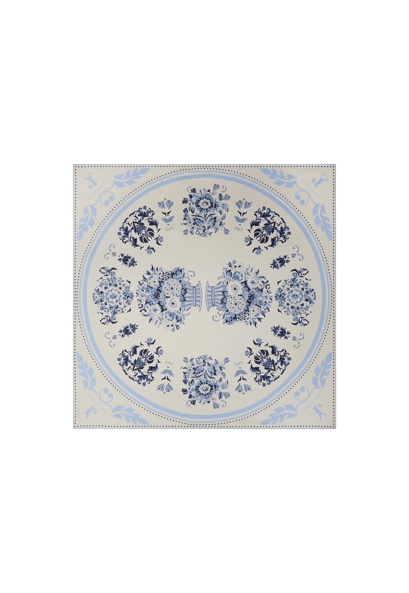 Porcelain Plate Classic Silk Scarf - Natural/Blue