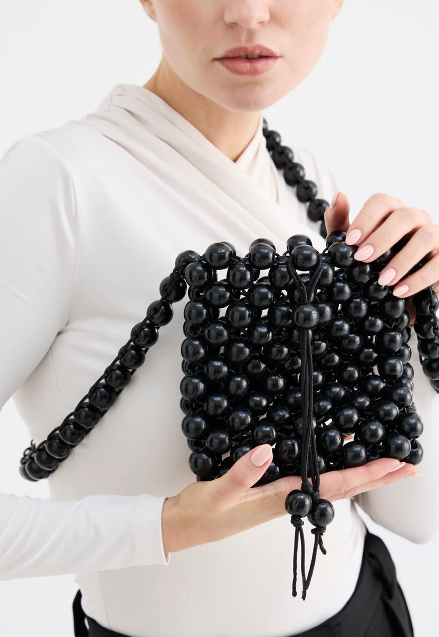 Beaded Crossbody Bag - Black