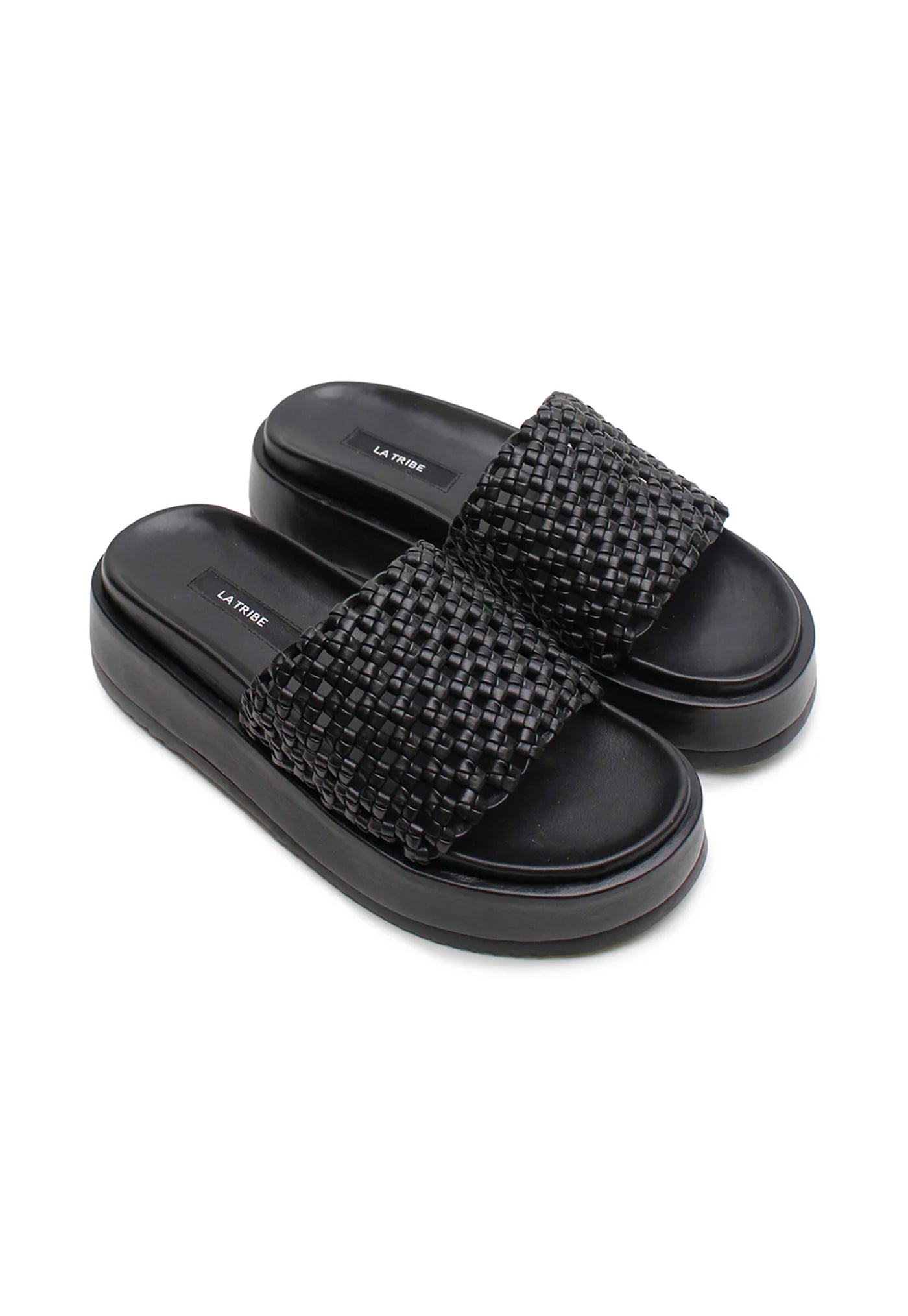 Knotted Platform Slide - Black sold by Angel Divine