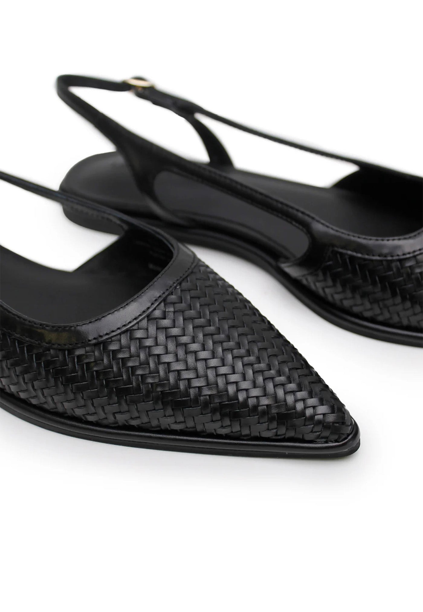 Woven Sling Back Flat - Black sold by Angel Divine