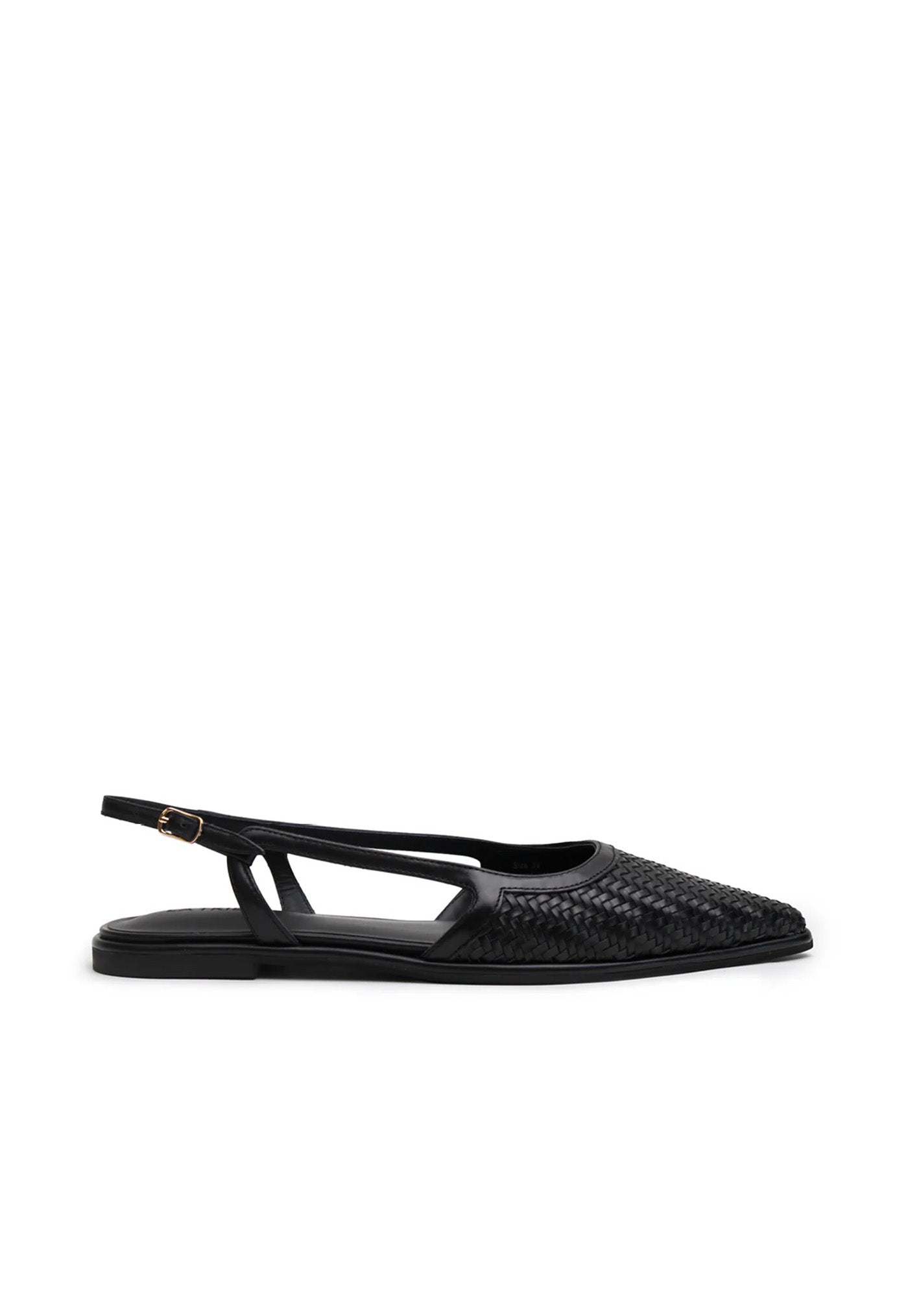 Woven Sling Back Flat - Black sold by Angel Divine