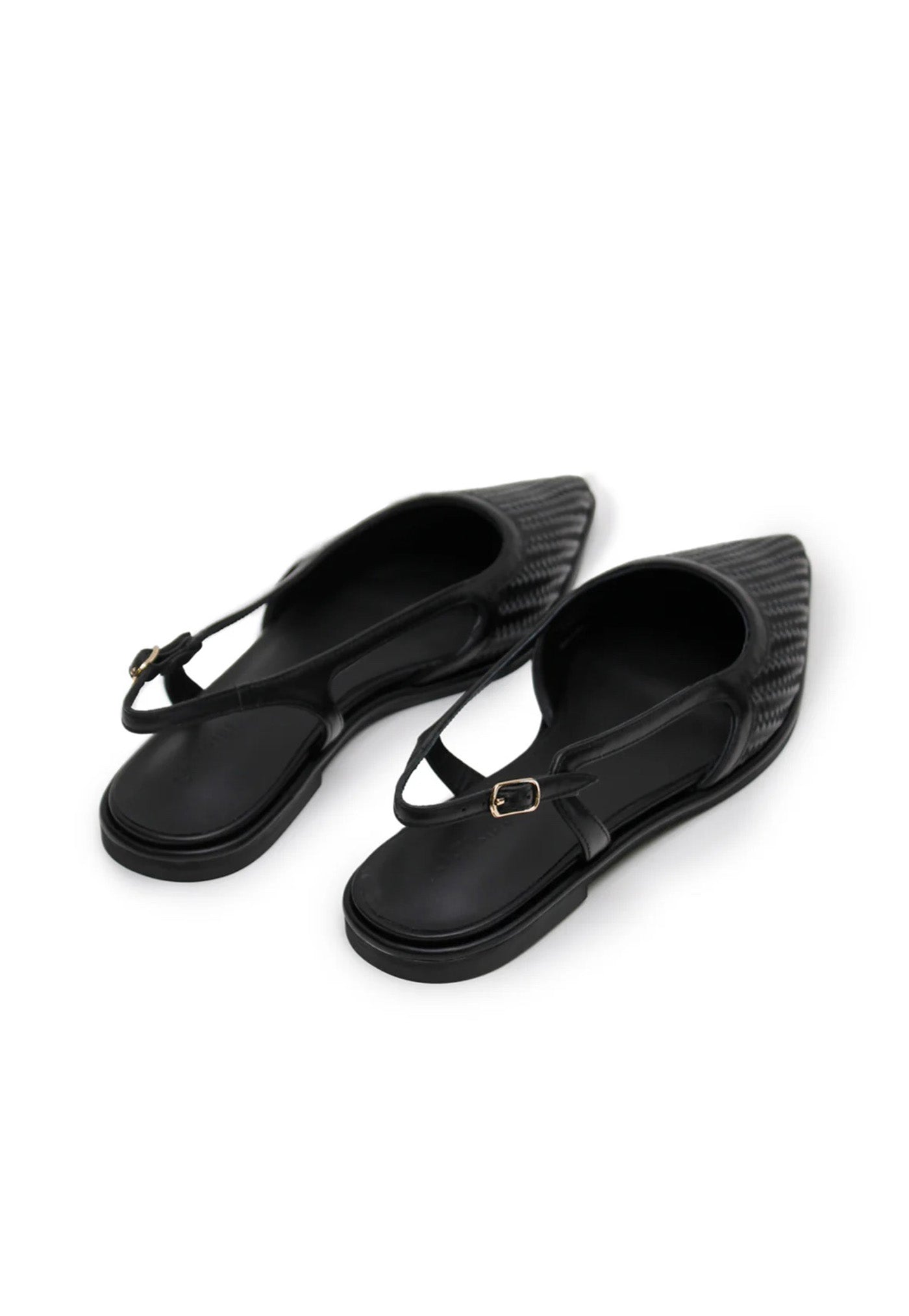 Woven Sling Back Flat - Black sold by Angel Divine