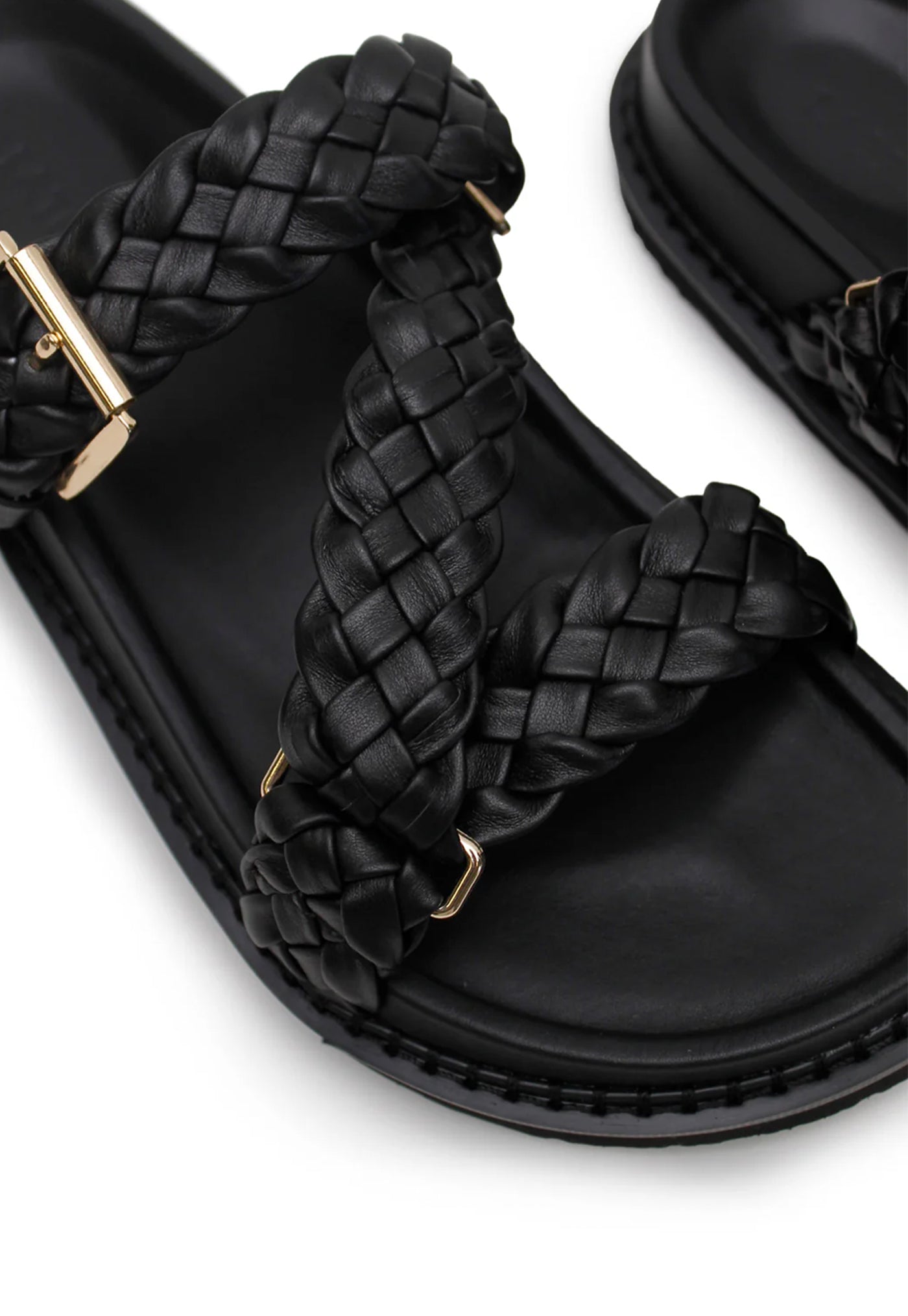 Aki Braided Slide - Black/Gold