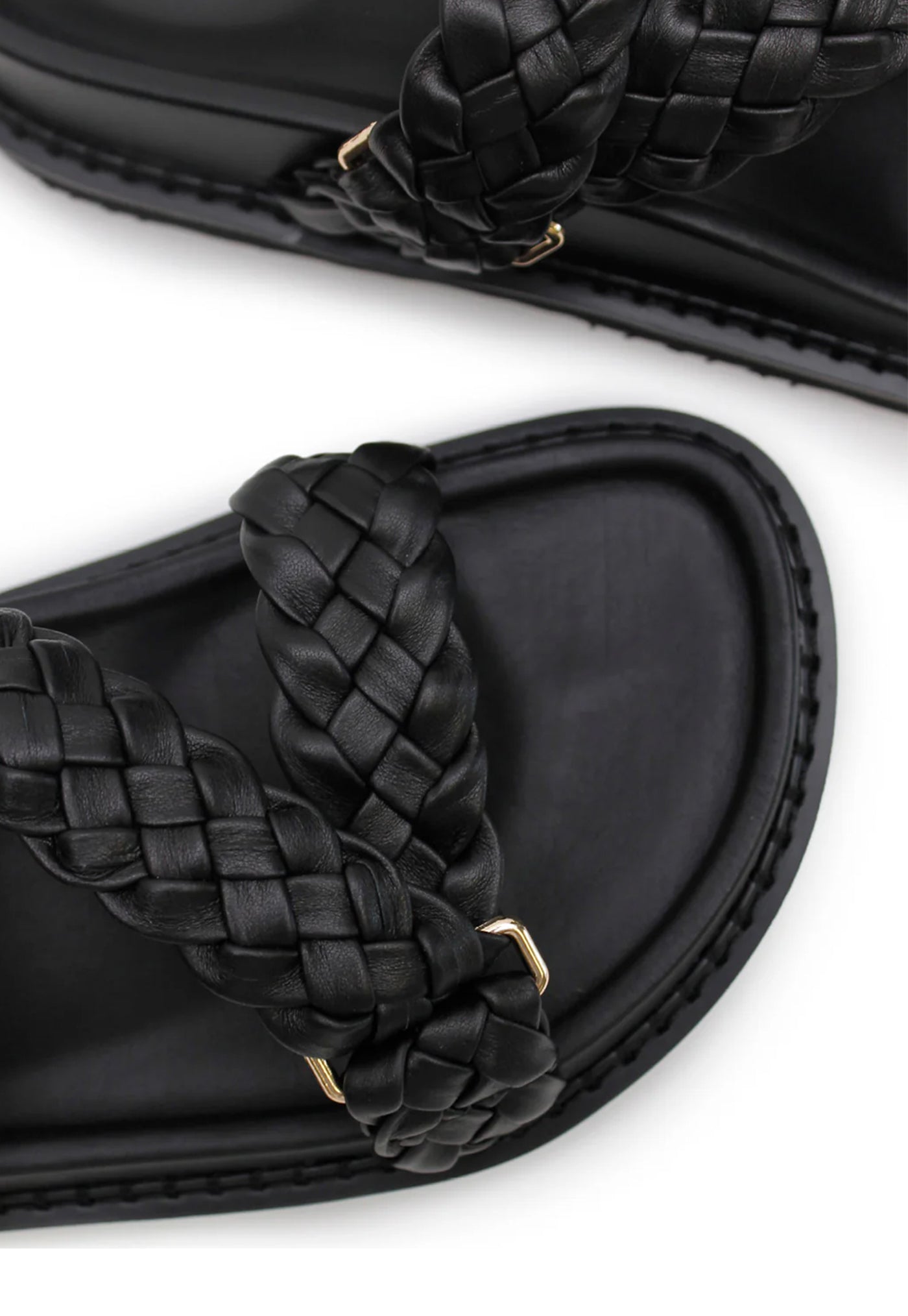 Aki Braided Slide - Black/Gold