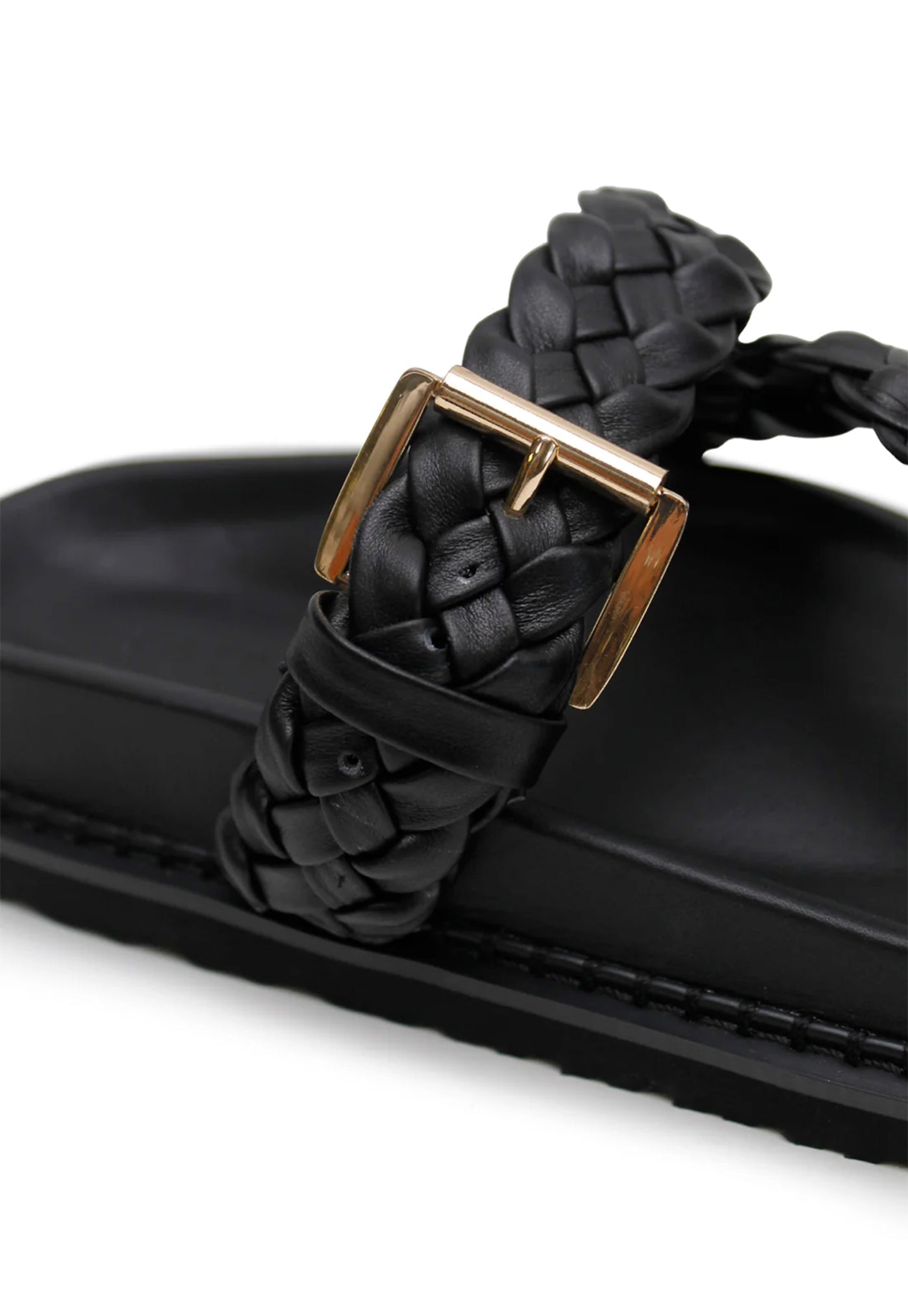 Aki Braided Slide - Black/Gold