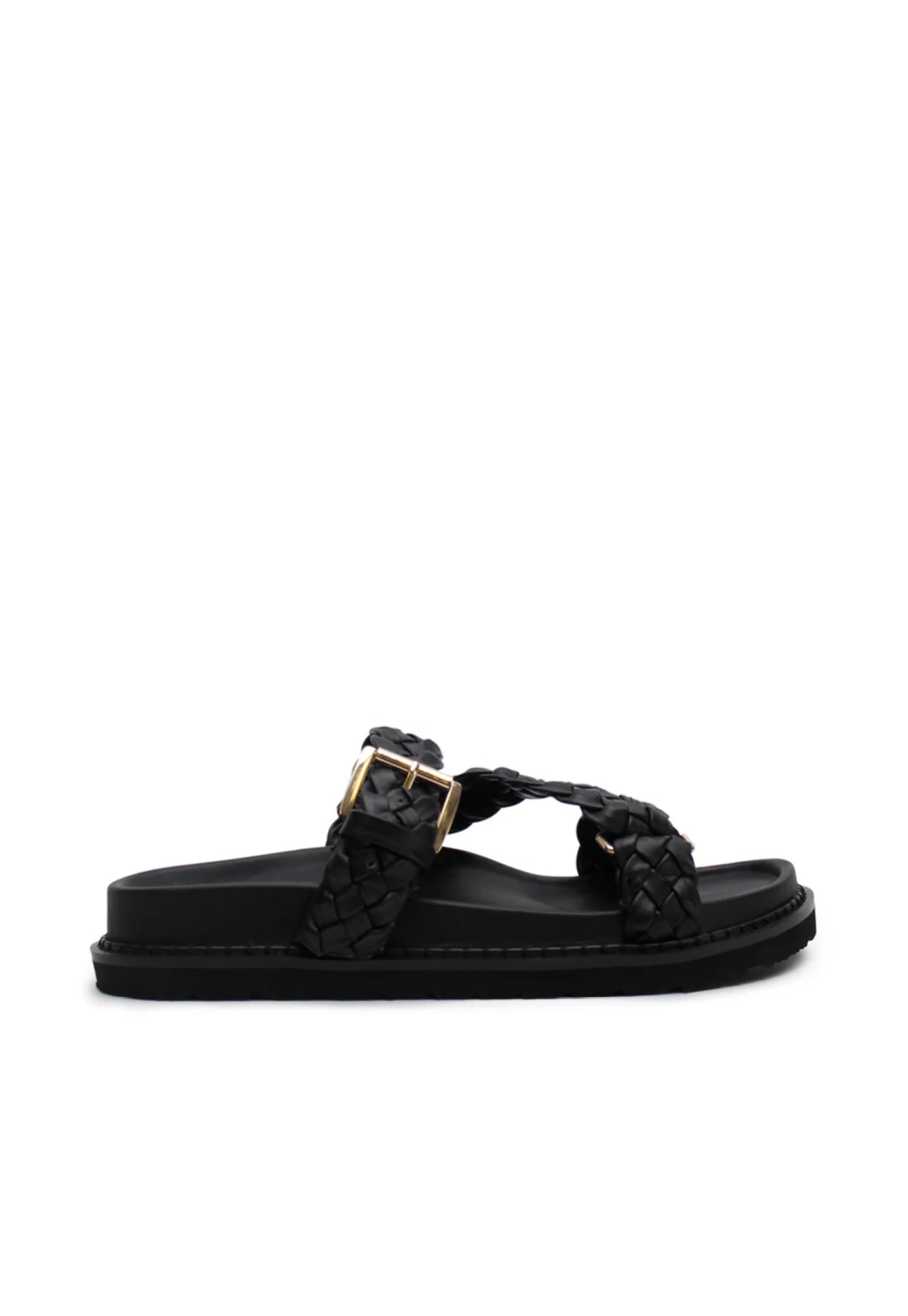 Aki Braided Slide - Black/Gold