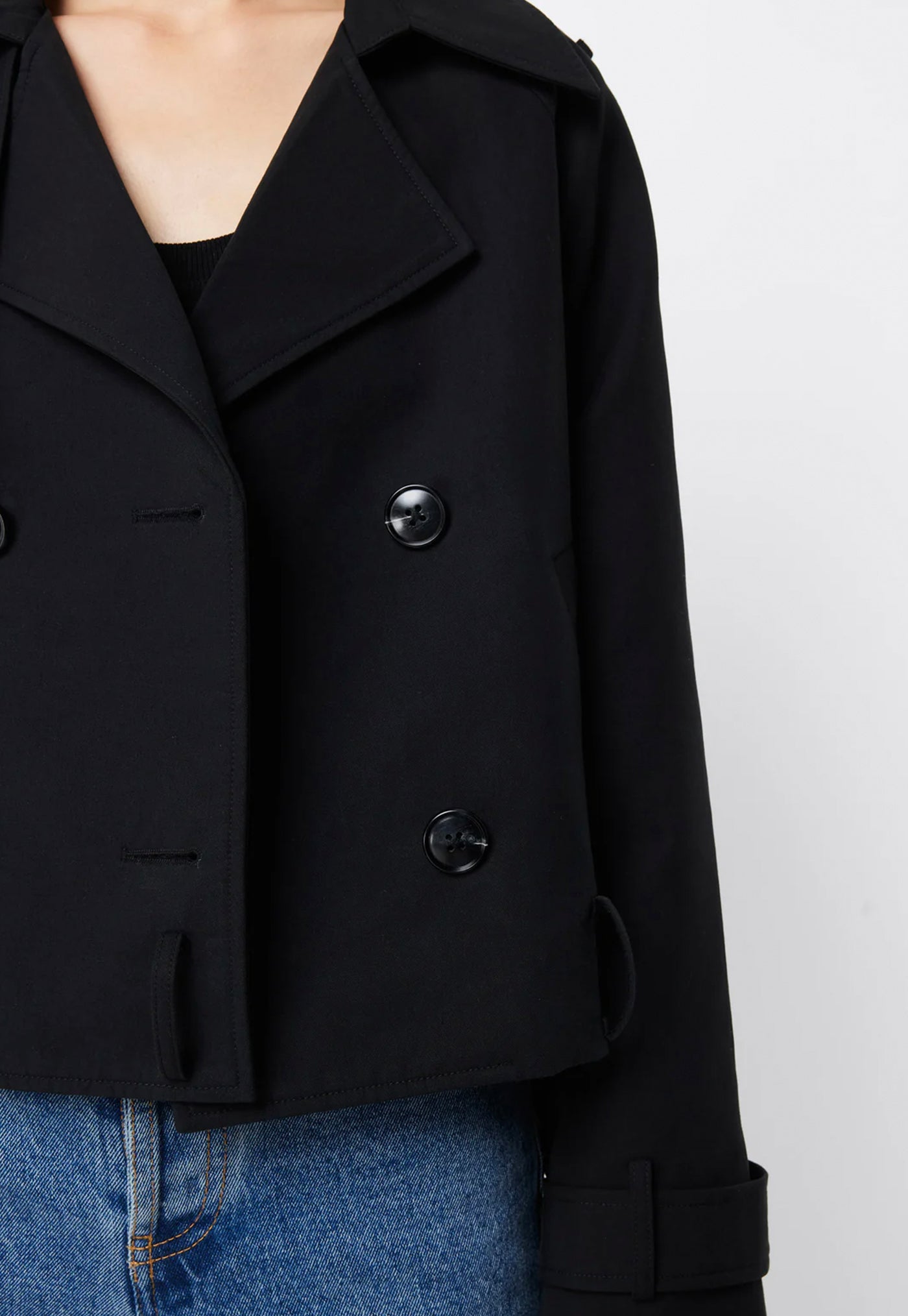 Franklin Cropped Trench - Black