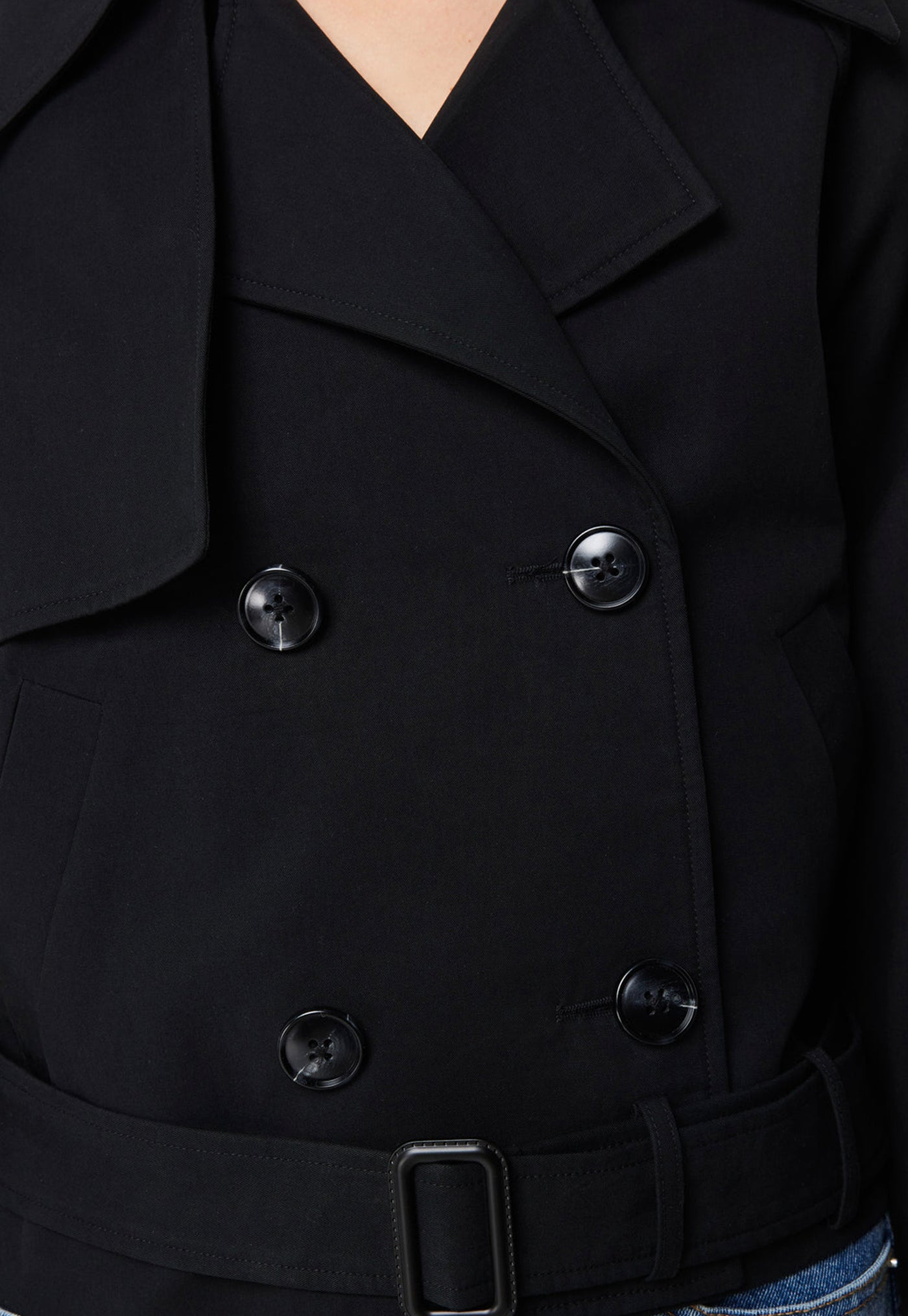 Franklin Cropped Trench - Black