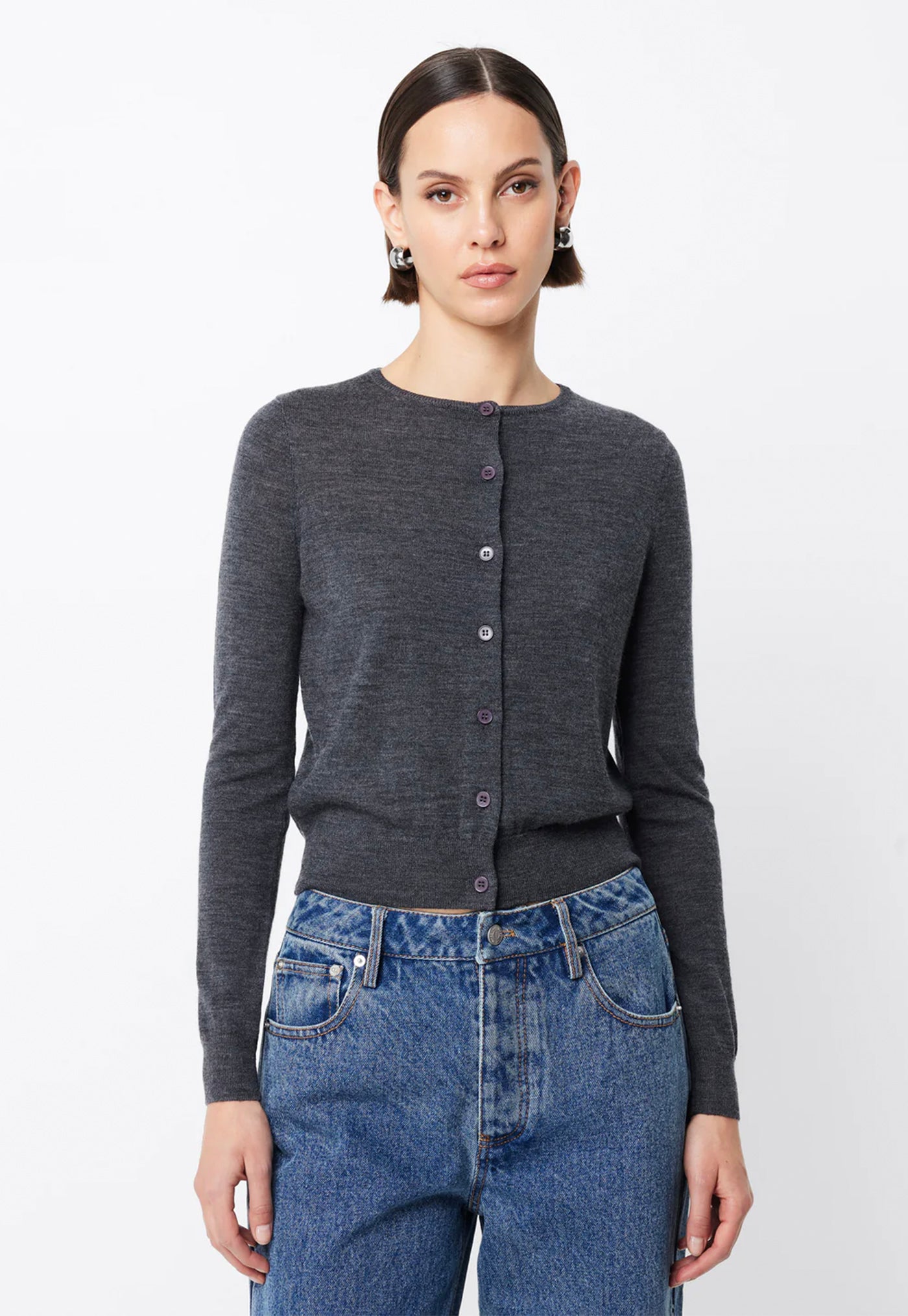 Maine Merino Cardigan - Charcoal