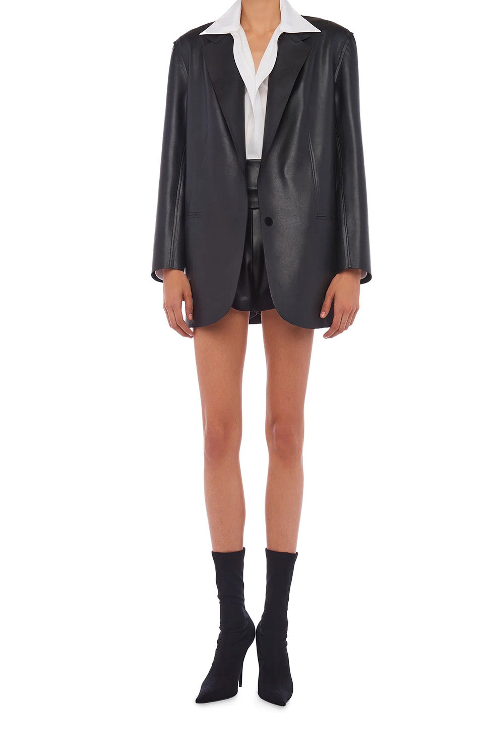 Oversized Single Breasted Jacket - Black