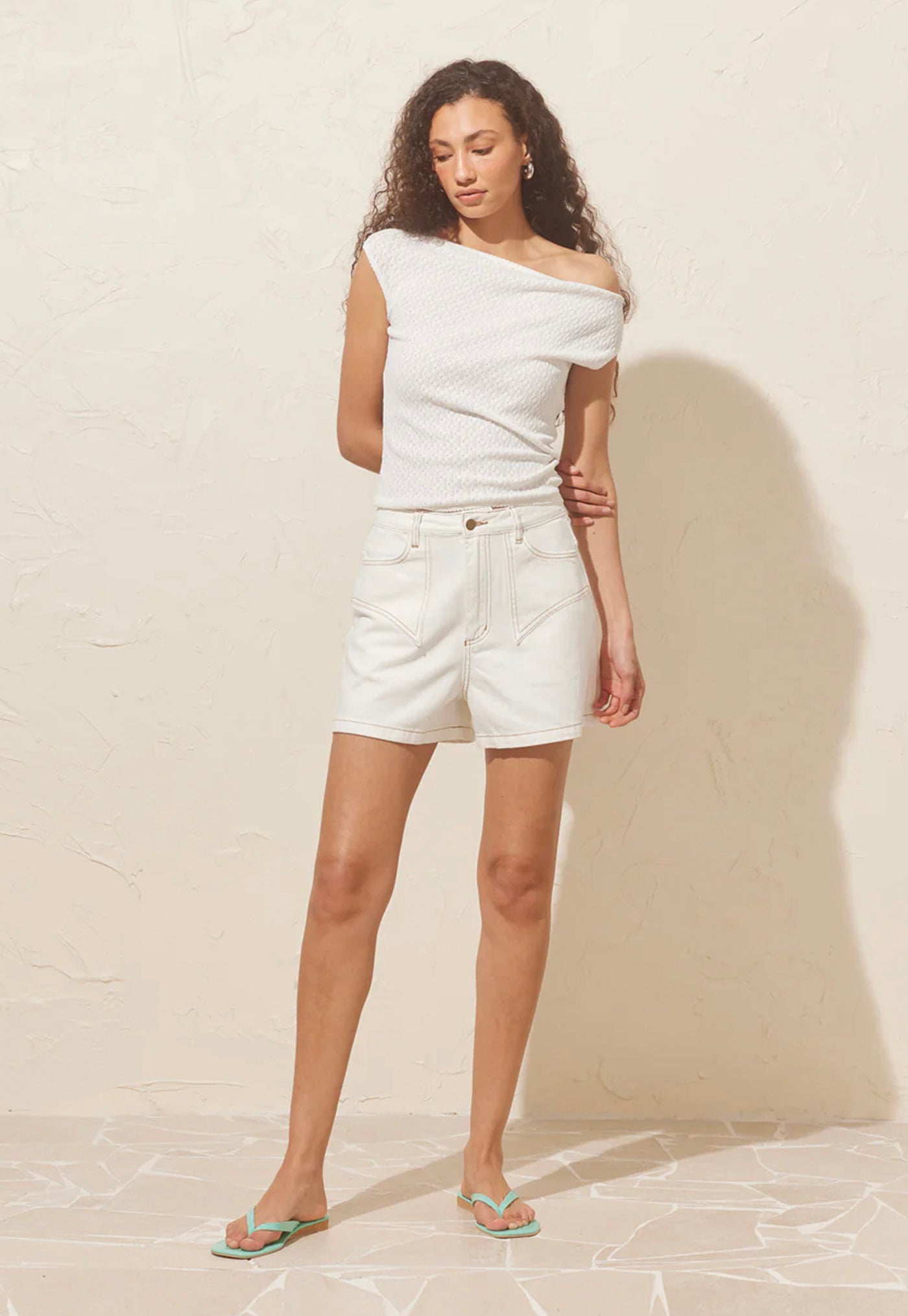 Clover Denim Short - White