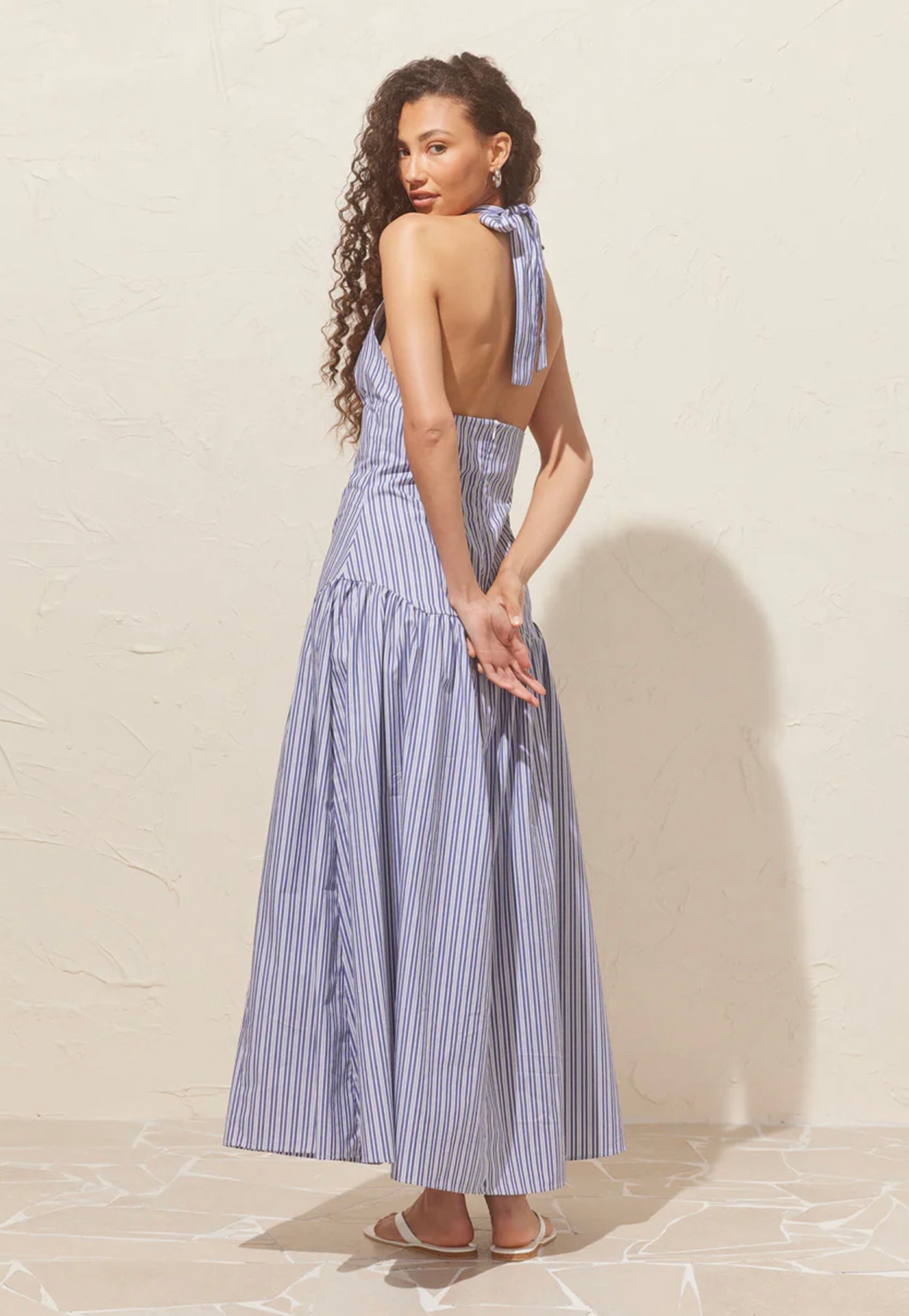 Relaxe Halter Dress - Navy Stripe