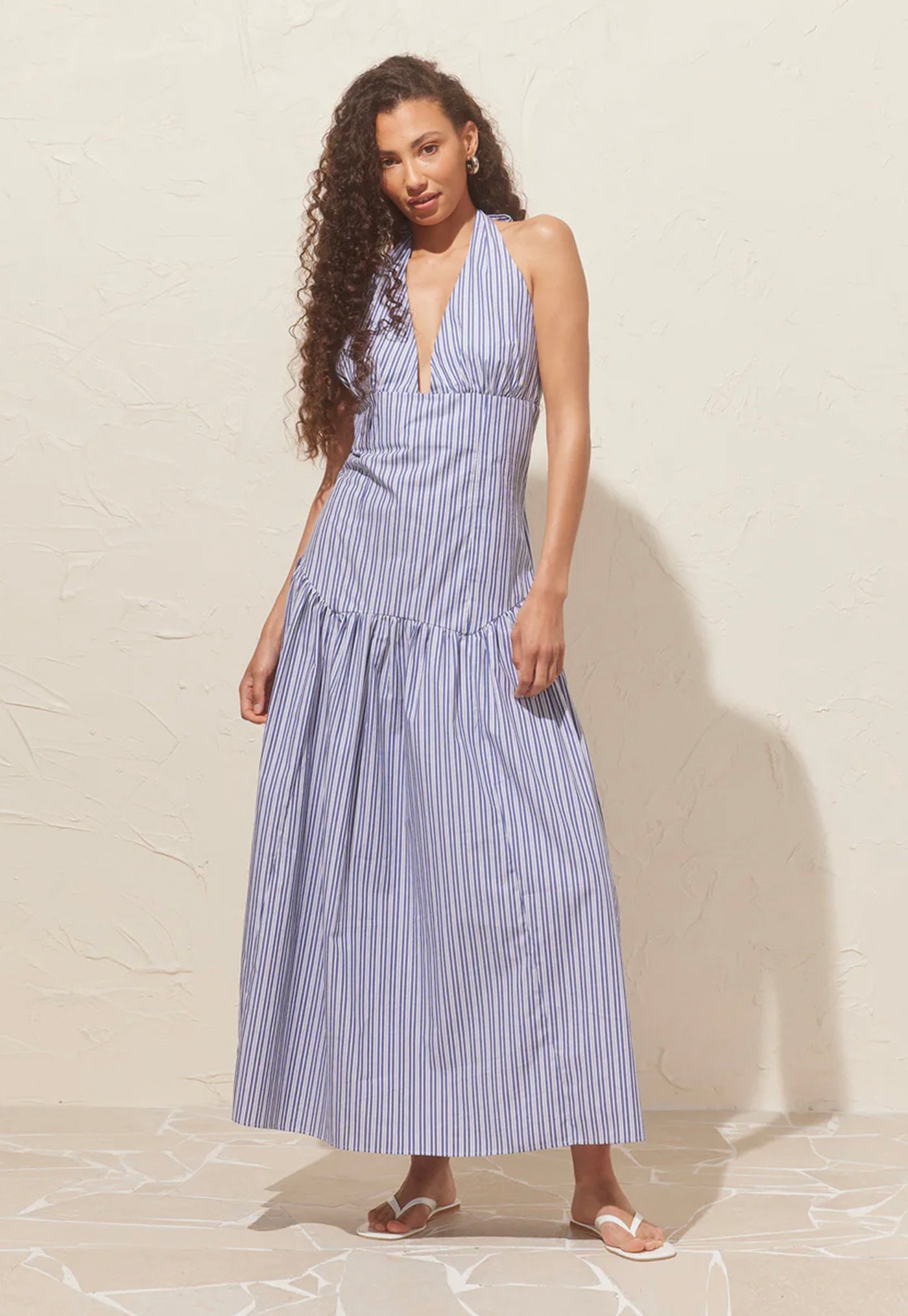 Relaxe Halter Dress - Navy Stripe