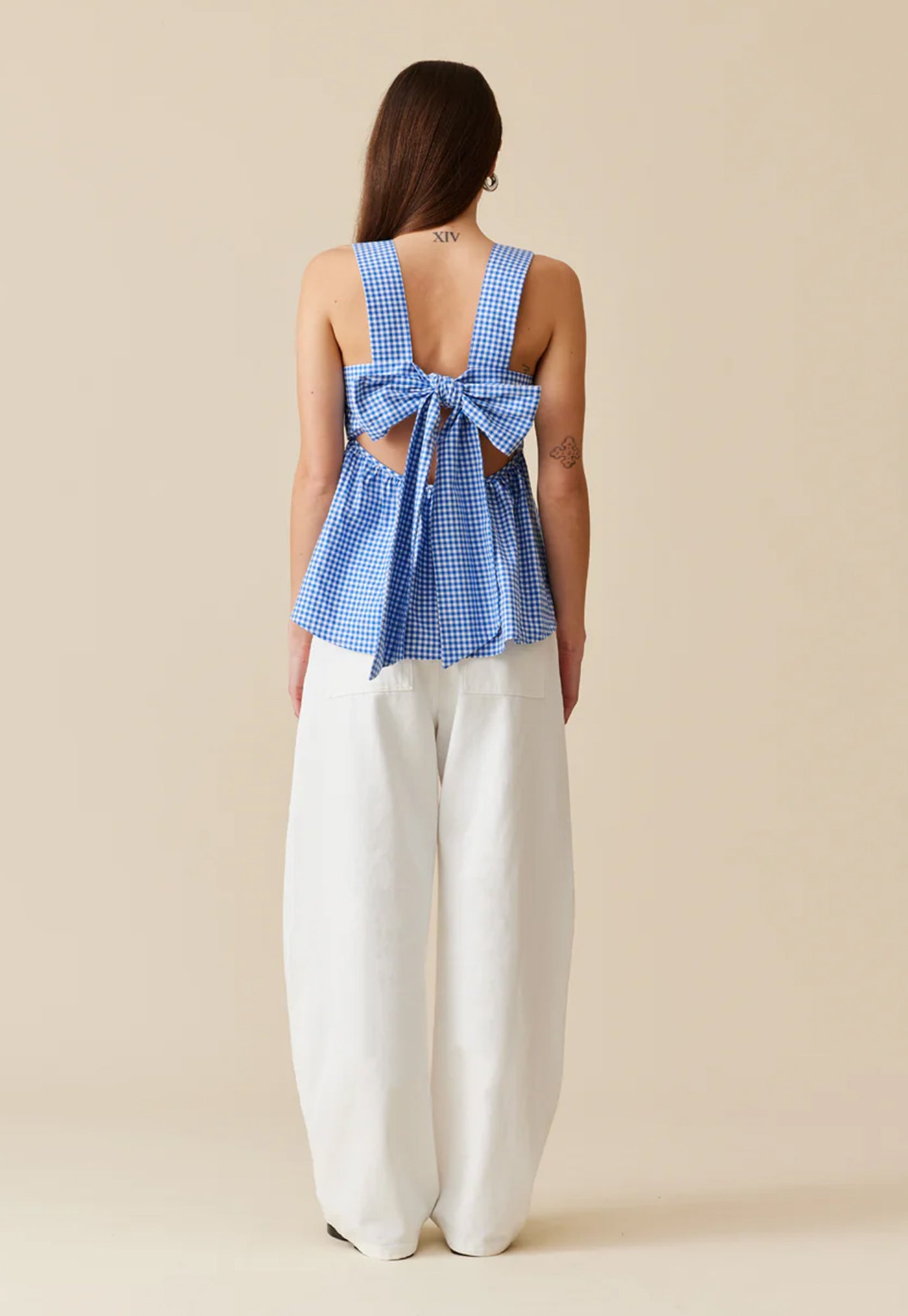 Margie Tie-Back Top - Cobalt Gingham