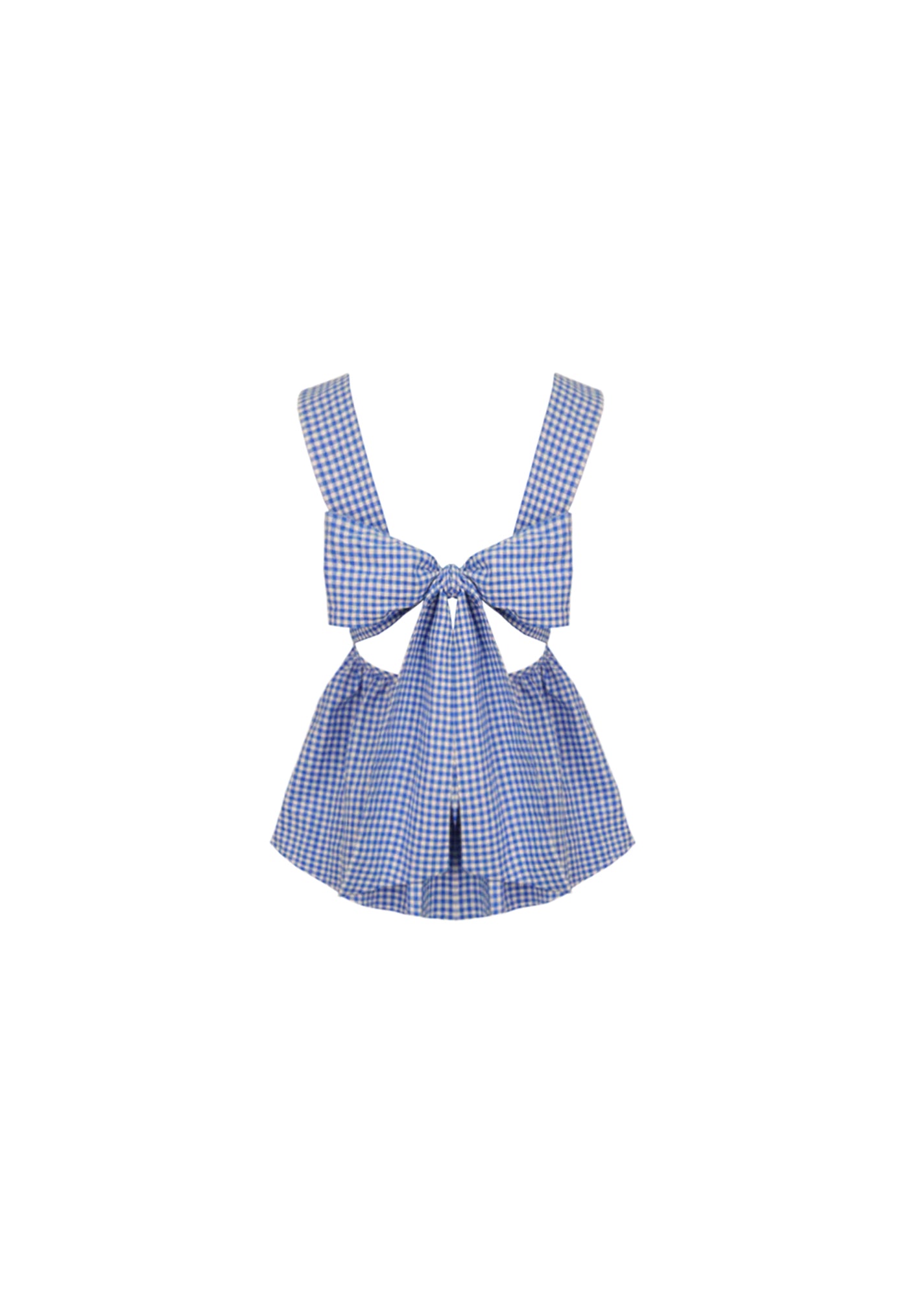 Margie Tie-Back Top - Cobalt Gingham