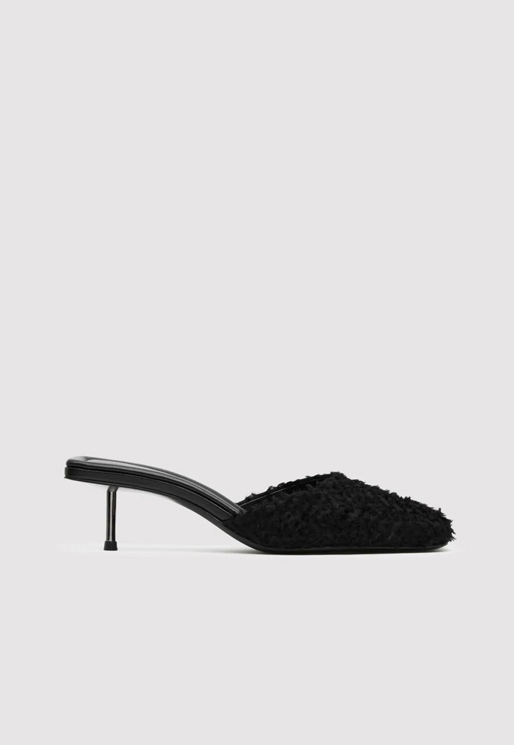 Feathered Square Toe Heel - Black