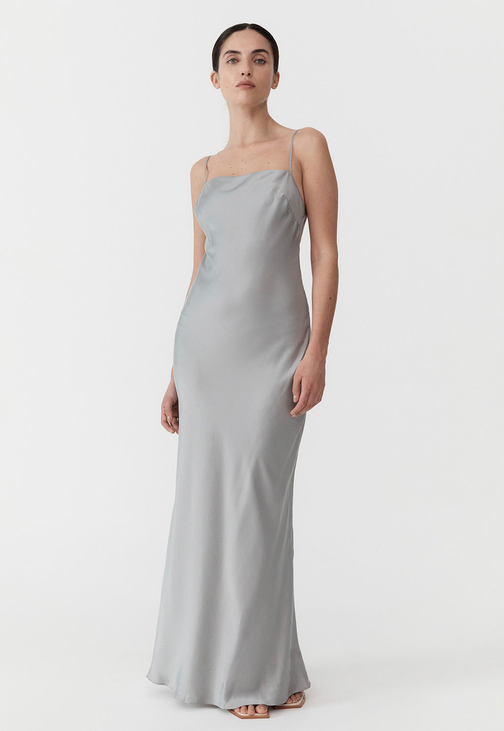 St Agni Low Back Slip Dress - Silver