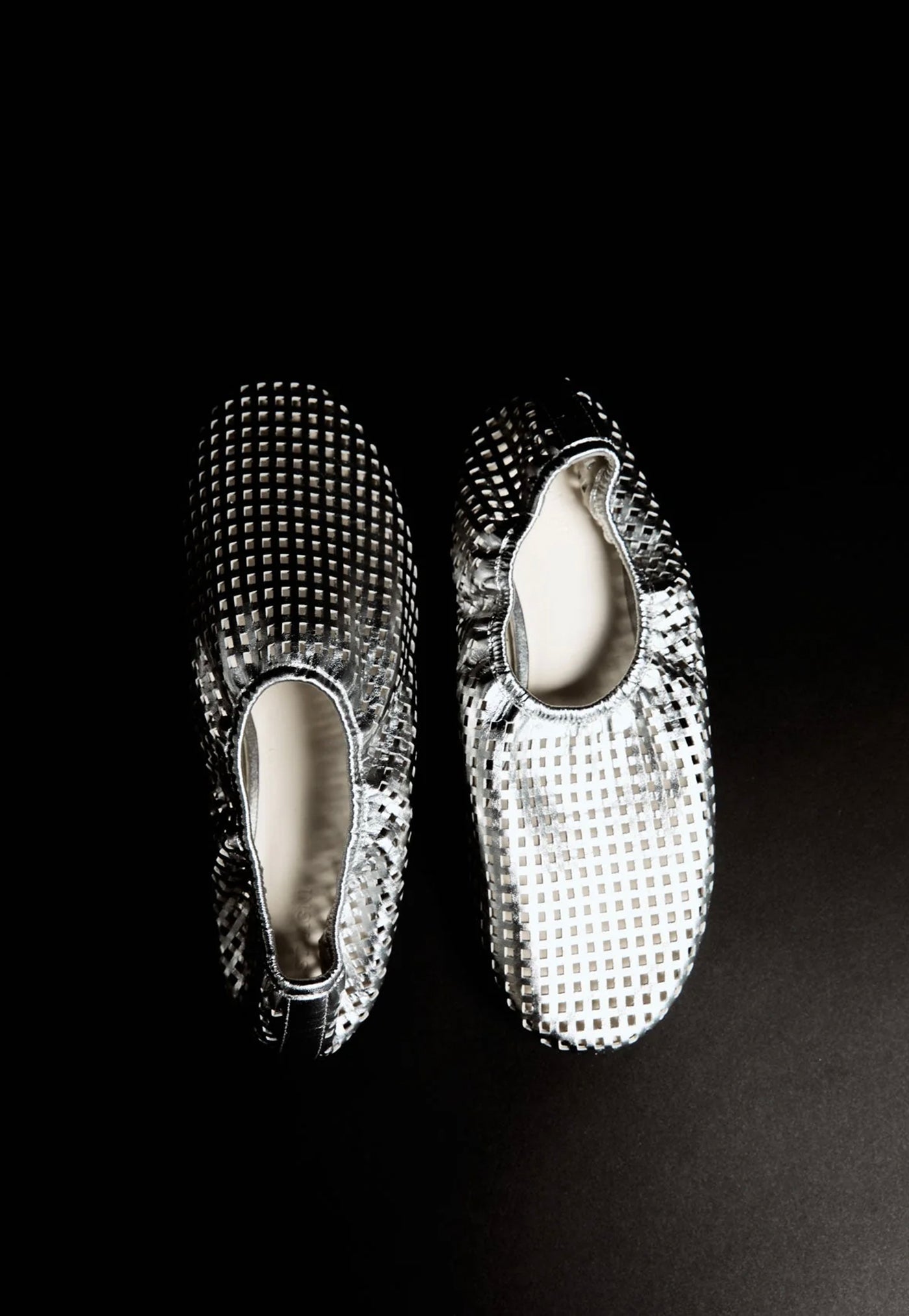 Perforated Ballet Flat - Silver sold by Angel Divine