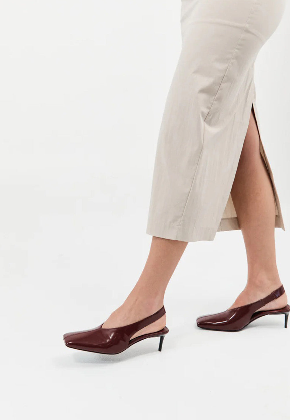 Square Toe Sling Back Heel - Plum