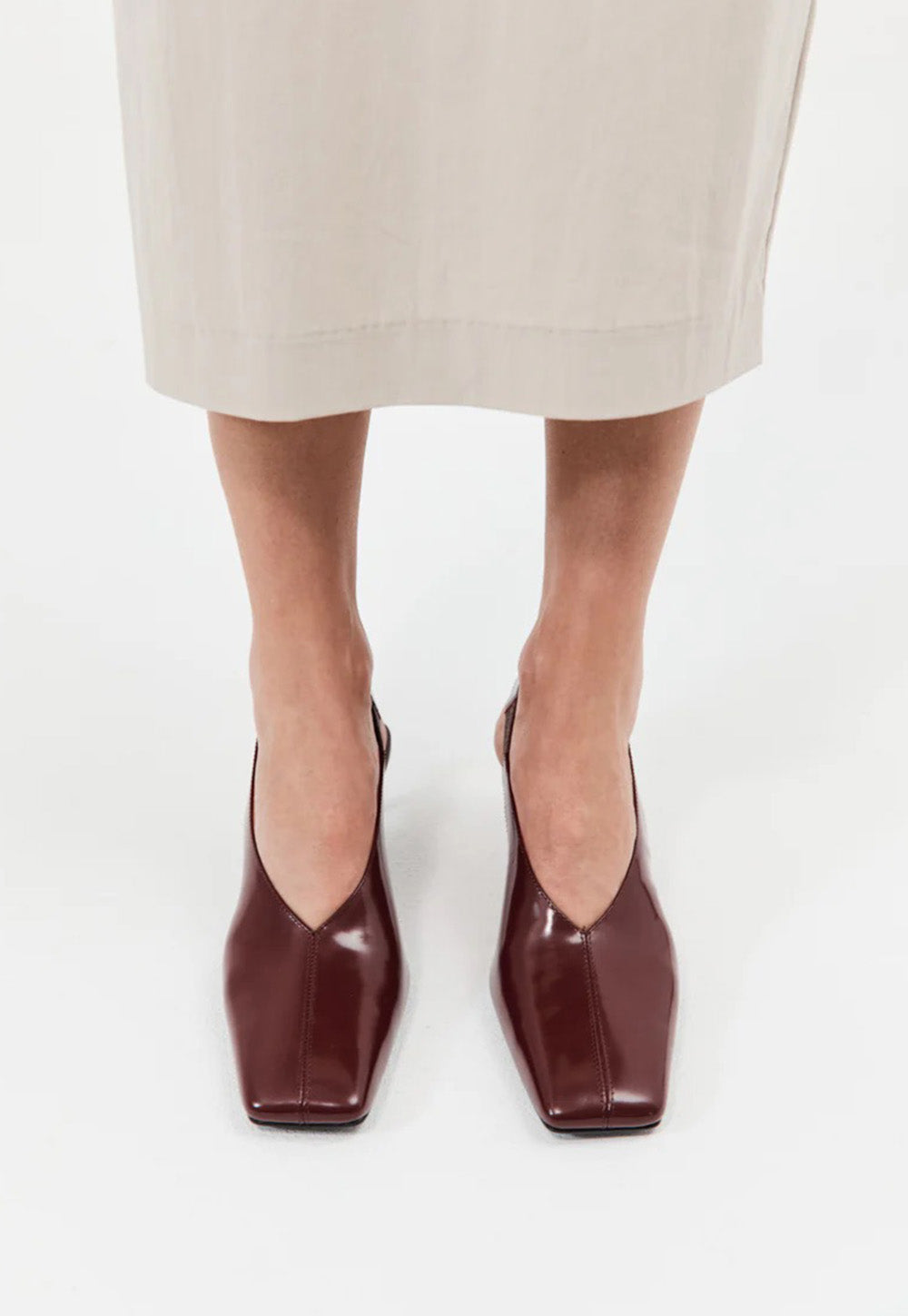 Square Toe Sling Back Heel - Plum