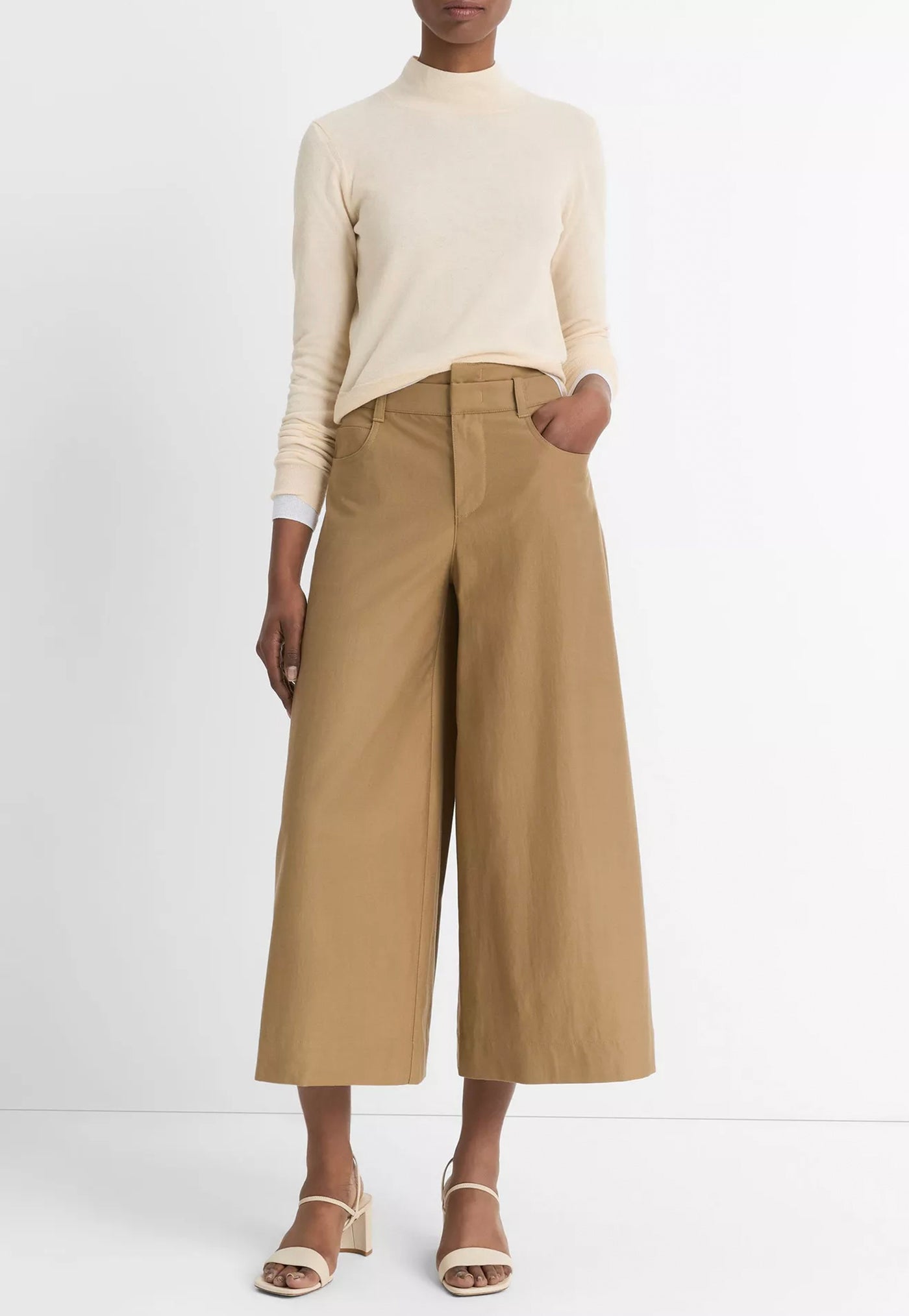 Mid Rise Double Waistband Culotte - Oak Wood sold by Angel Divine