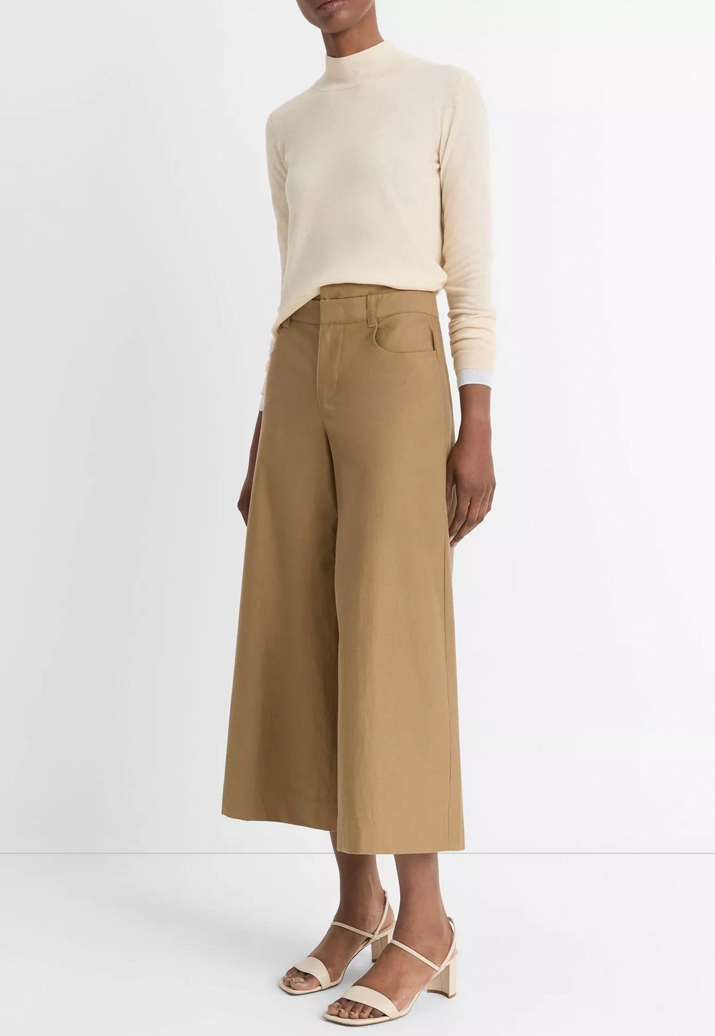 Mid Rise Double Waistband Culotte - Oak Wood sold by Angel Divine