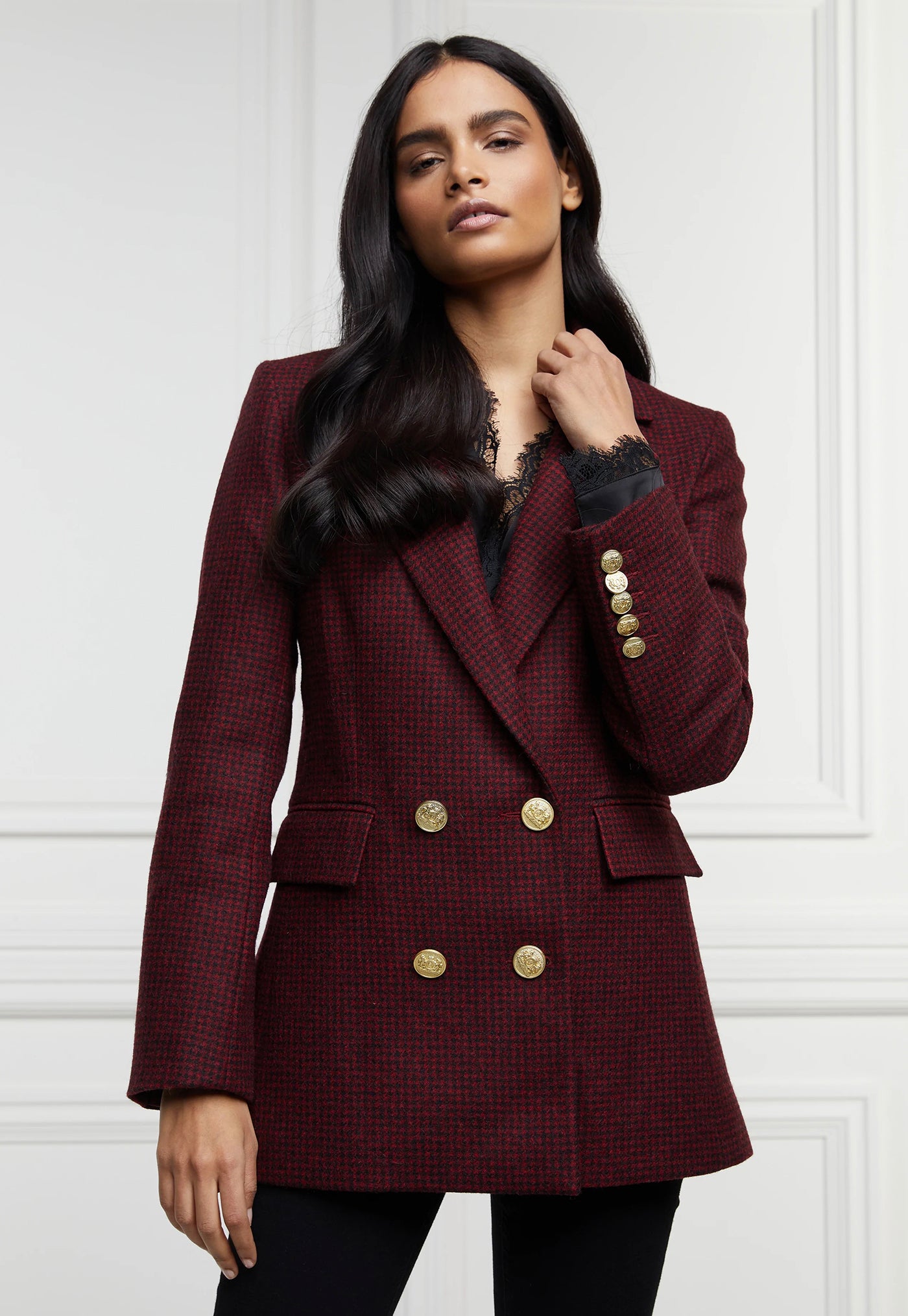 Maroon double breasted online blazer